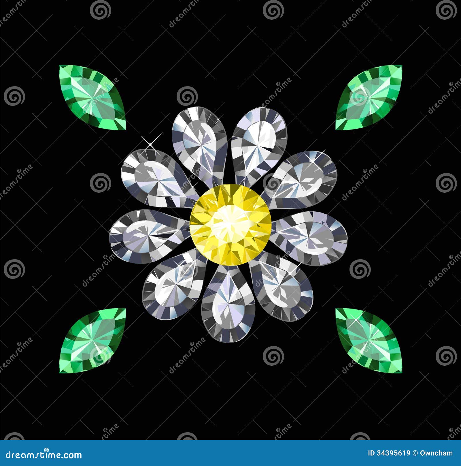 Gem Flower stock vector. Illustration of emerald, faceted 34395619