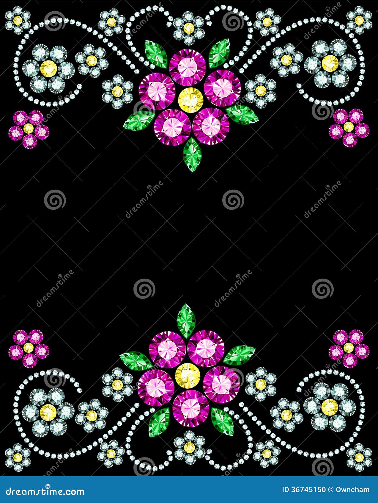 Gem Flowers Frame vektor illustrationer. Illustration av topas 36745150