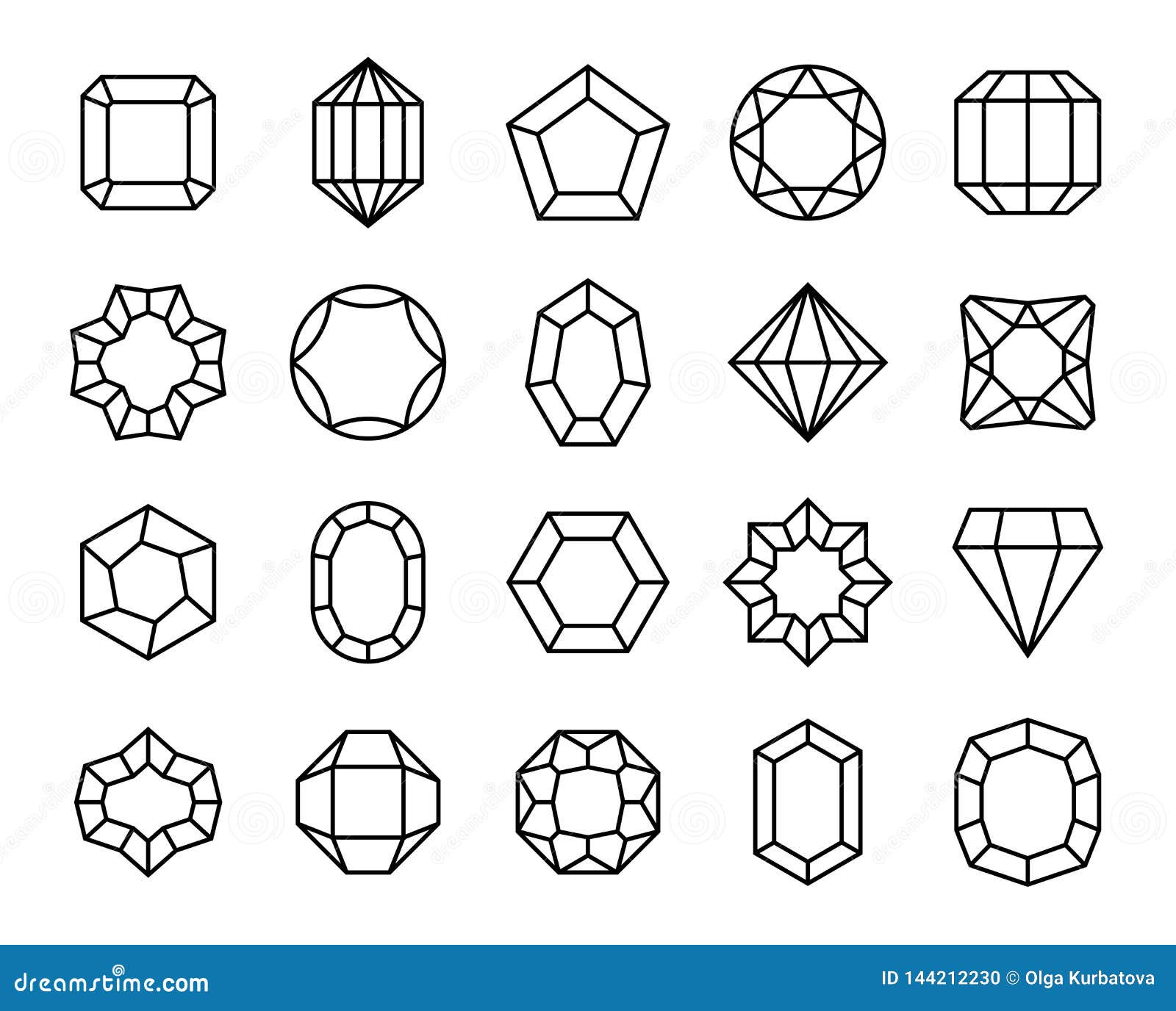 gem line. geometric gems diamonds precious jewels outline  carat brilliant valuable stone luxury gemstones crystal