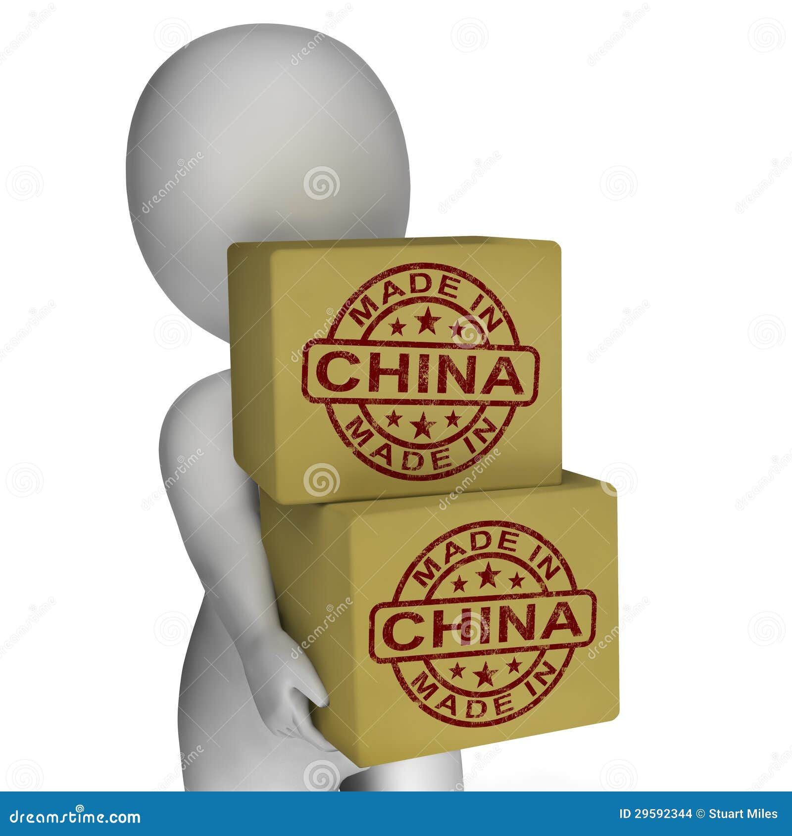 Prooi zweer bende Gemaakt in China Toont De Zegel Op Dozen Chinese Producten Stock  Illustratie - Illustration of importeren, vervaardigd: 29592344