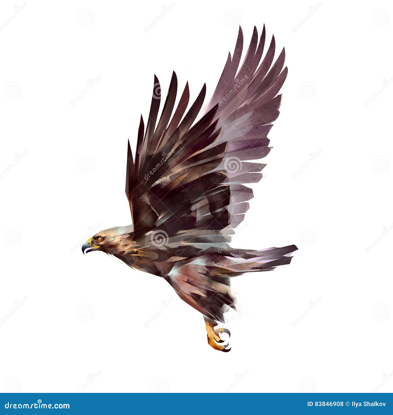 Gemalter Fliegender Adler Lokalisiert Auf Weissem Hintergrund Stock Abbildung Illustration Von Lokalisiert Adler