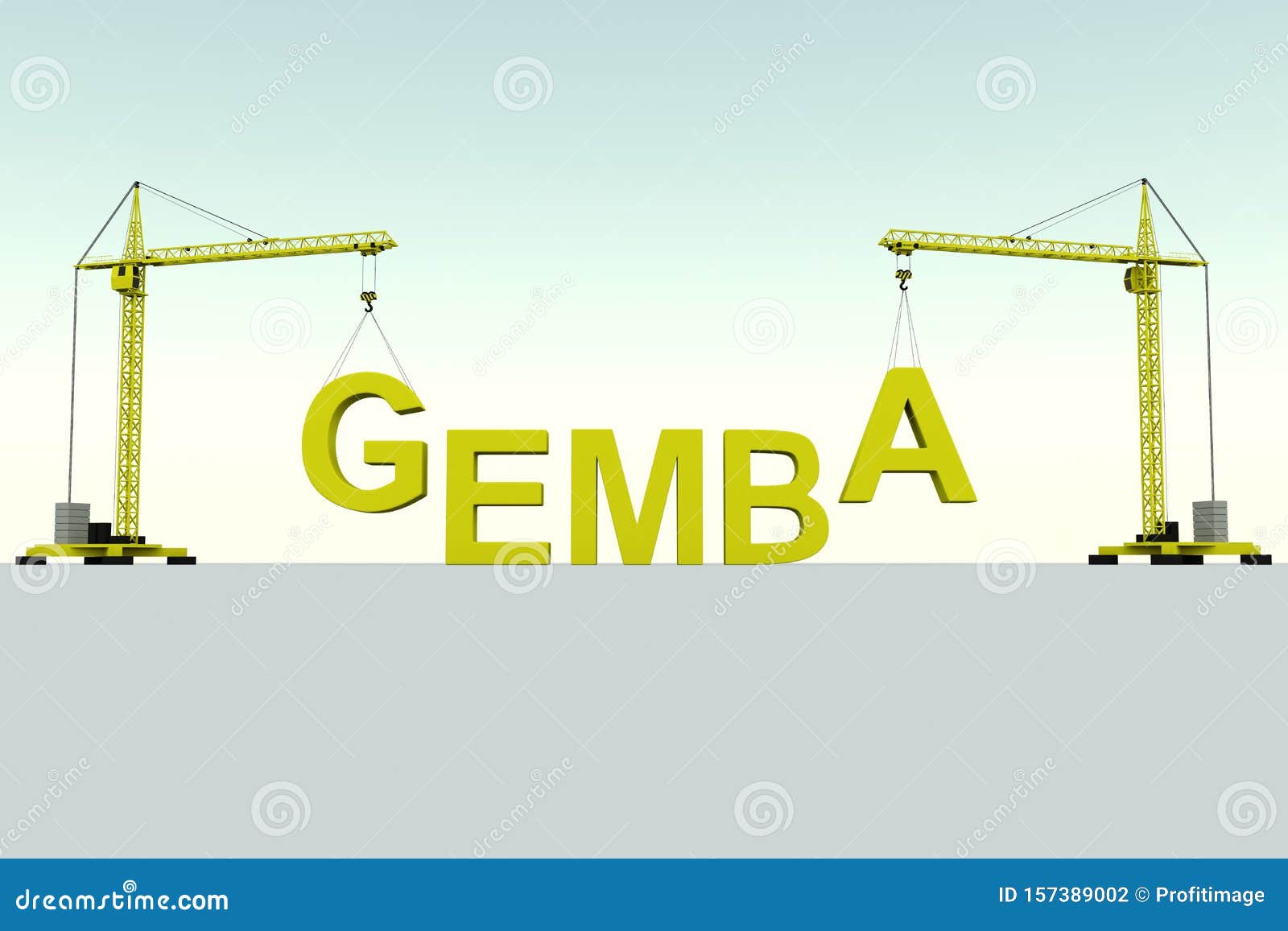 gemba building concept crane white background