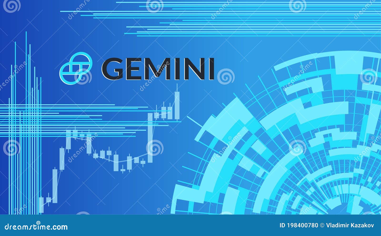 Gemini Cryptocurrency Stock Market Name On Abstract ...