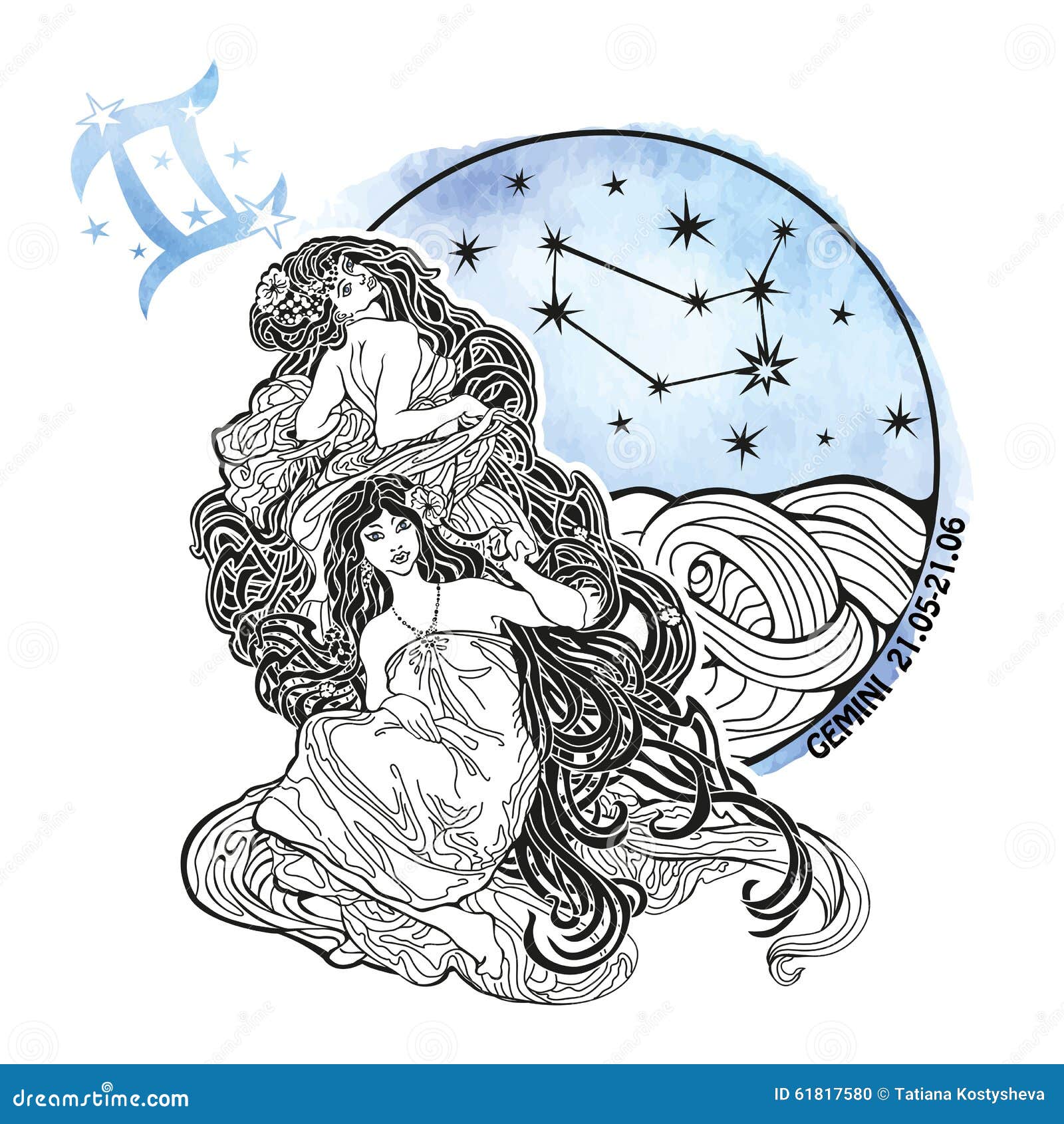 gemini girls zodiac sign.horoscope circle