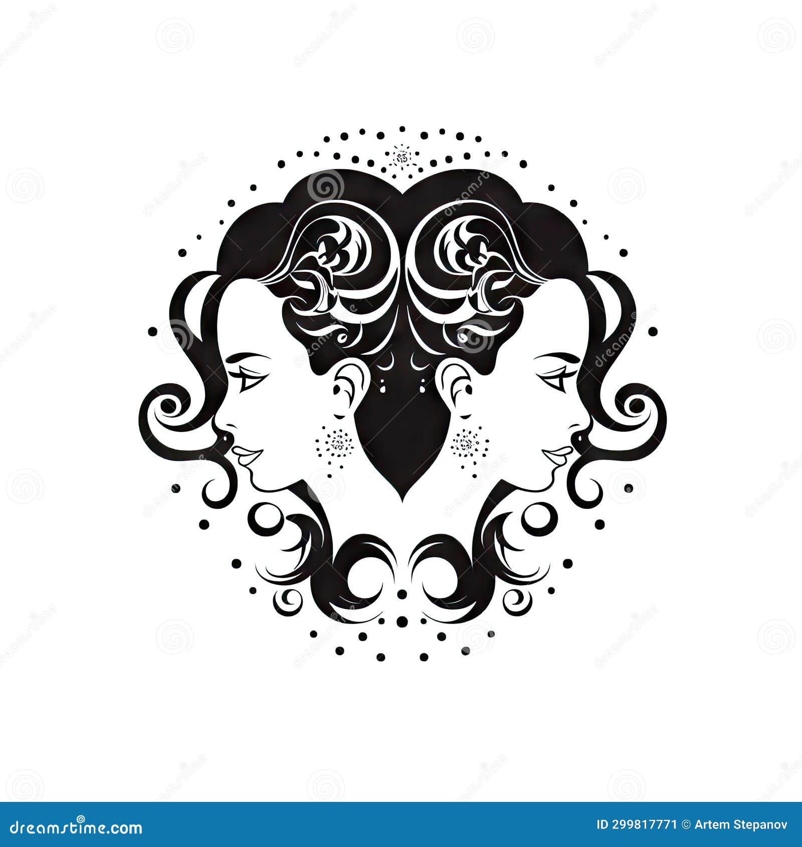 Gemini Icon, Woman Zodiac Symbol, Ornate Gemini Silhouette, Horoscope ...