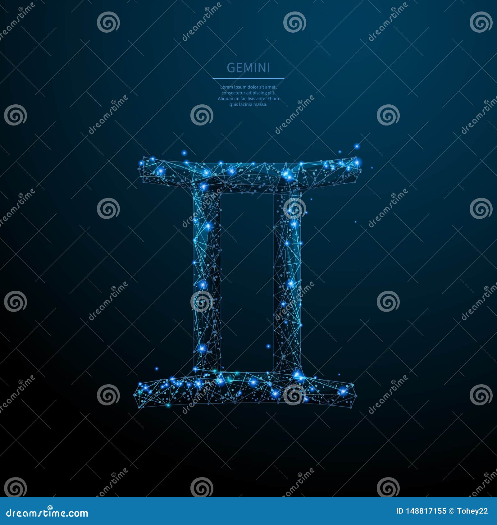 Gemini Sign Low Poly Wireframe Poster Template Stock Vector ...