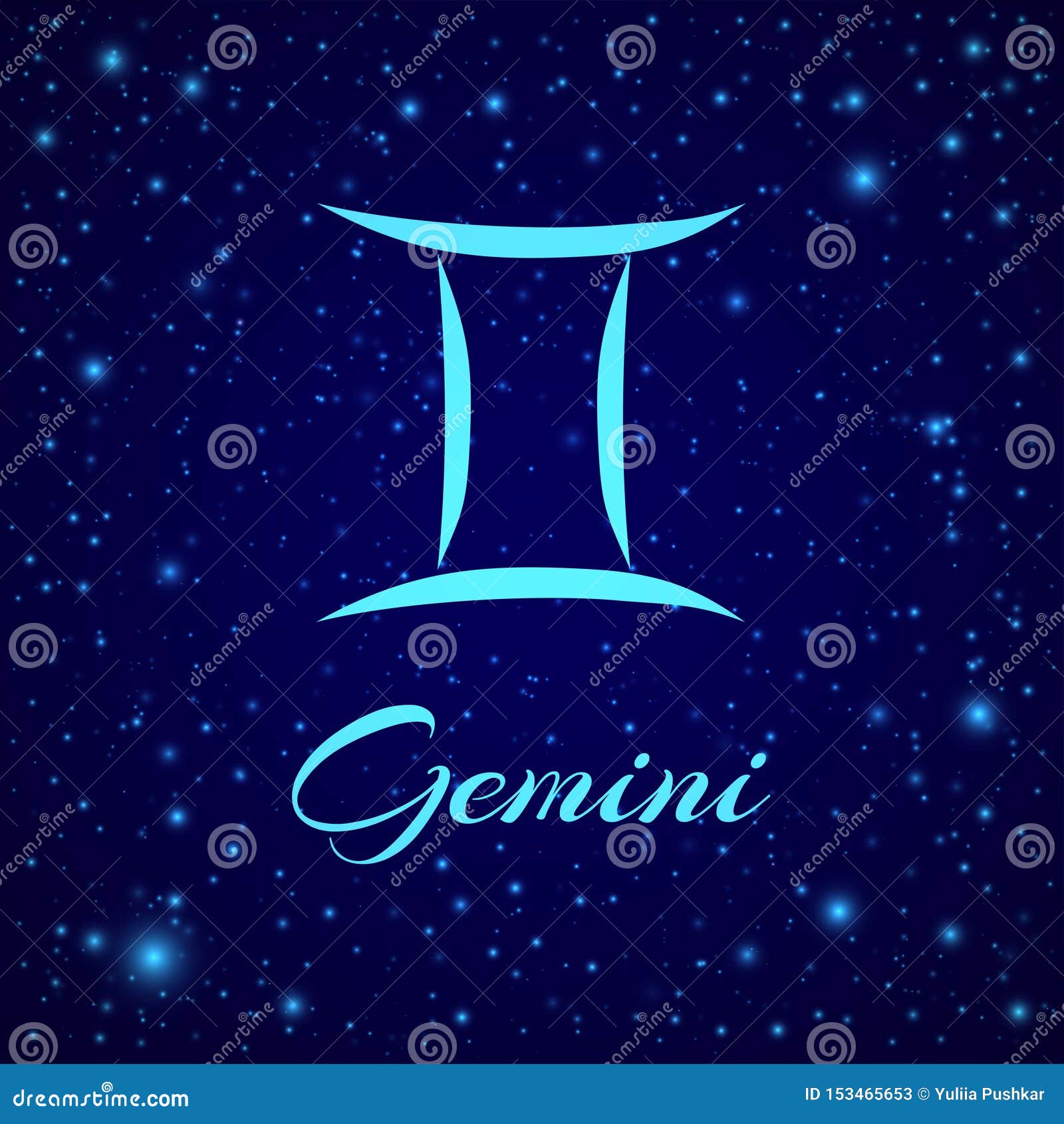  Gemini  Vector Zodiac  Sign On A Night Sky Stock Vector 