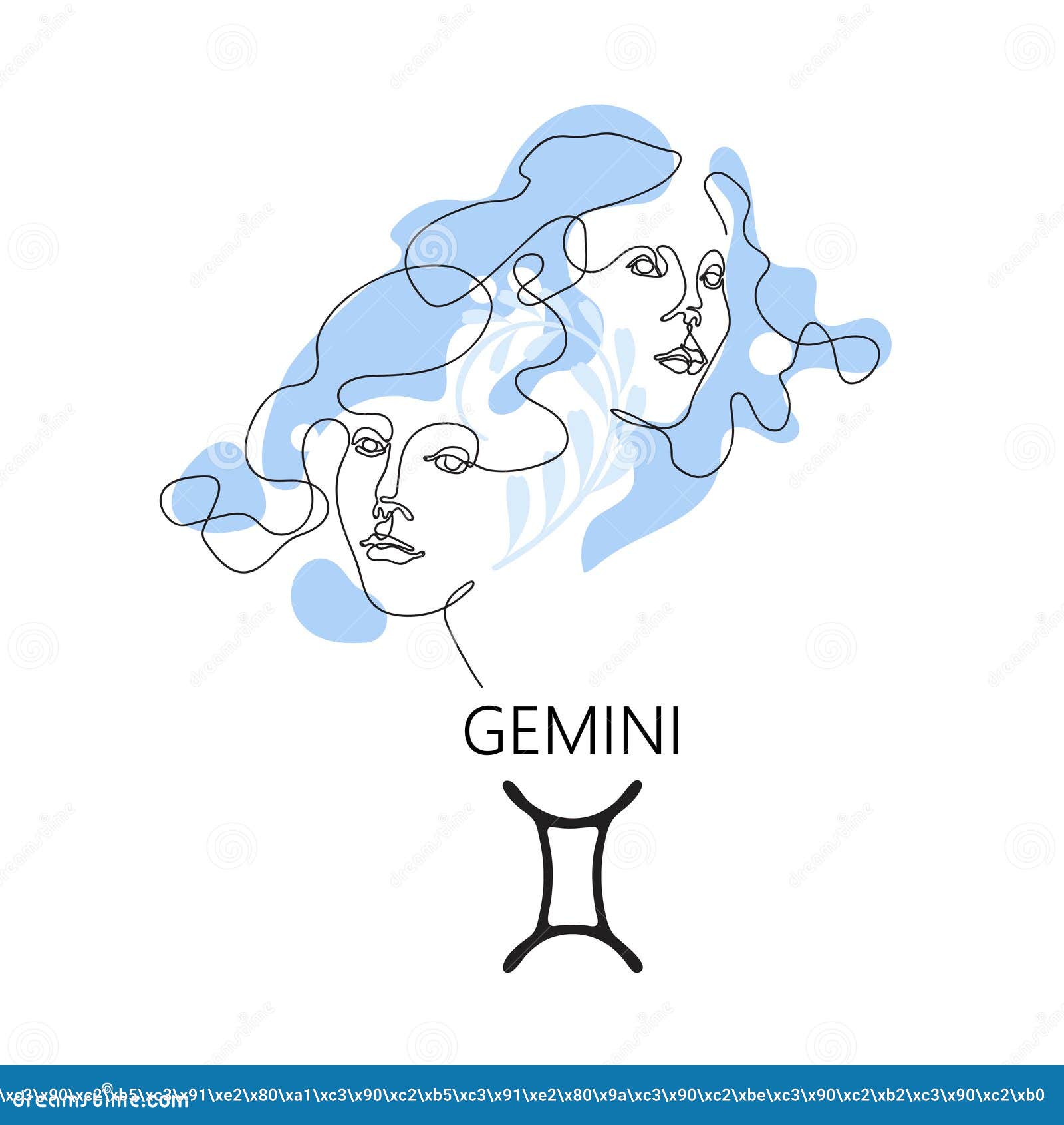 Gemini Zodiac Constellation. One Line. Vector Illustration in the Style ...
