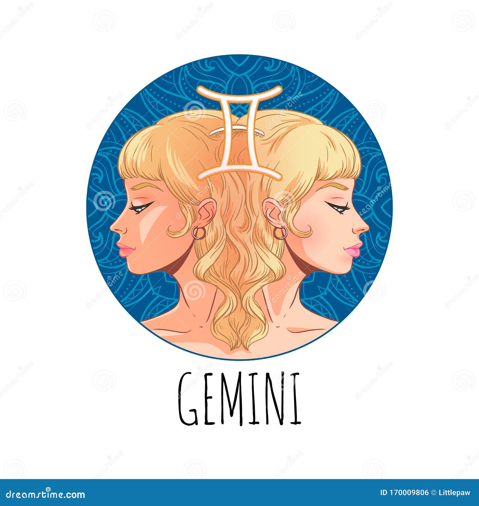 Gemini Zodiac Sign Artwork, Beautiful Girl Face, Horoscope Symbol, Star ...