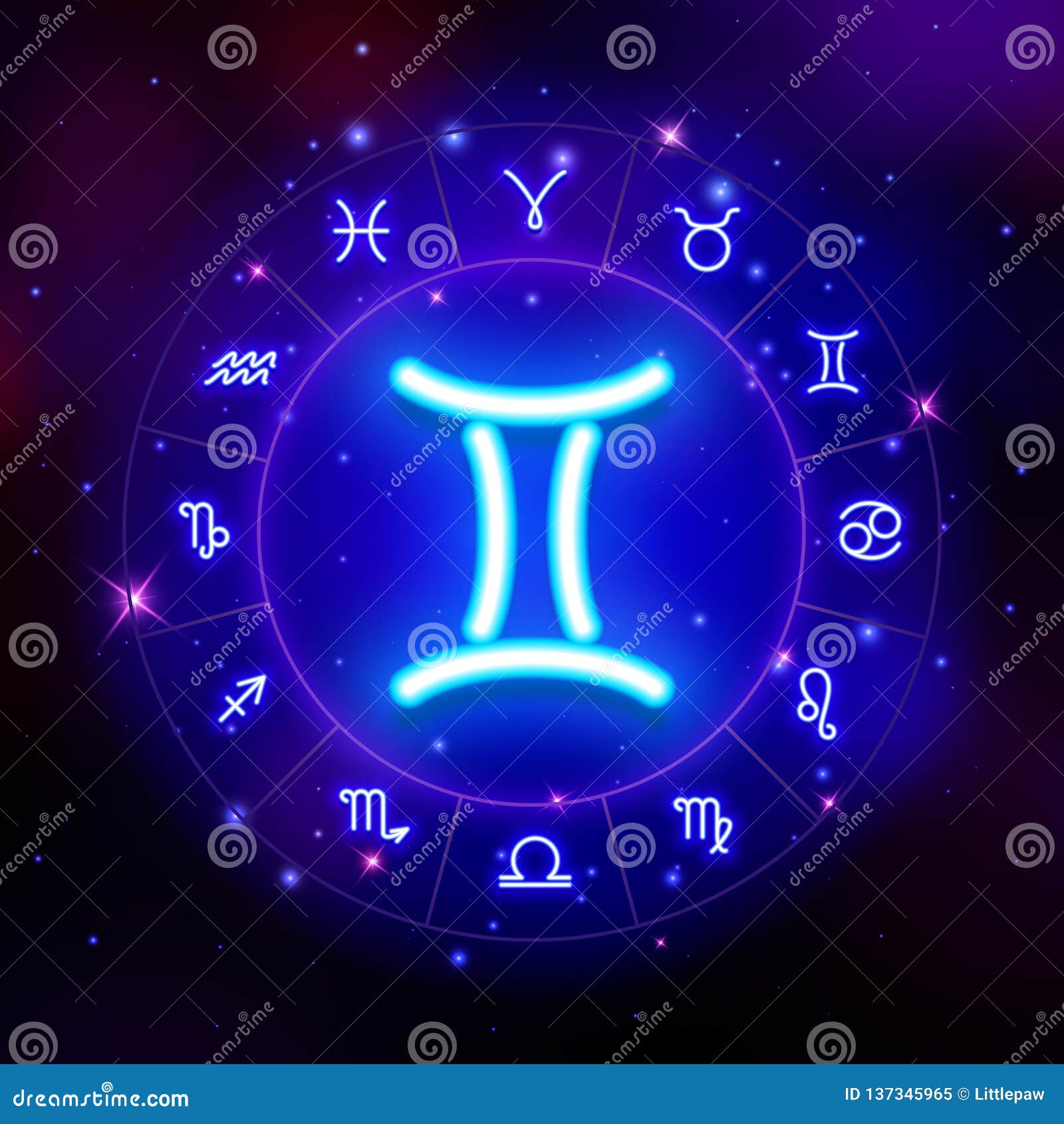 Gemini Zodiac Sign, Horoscope Symbol, Vector Illustration Stock Vector -  Illustration of invitation, tattoo: 137345965