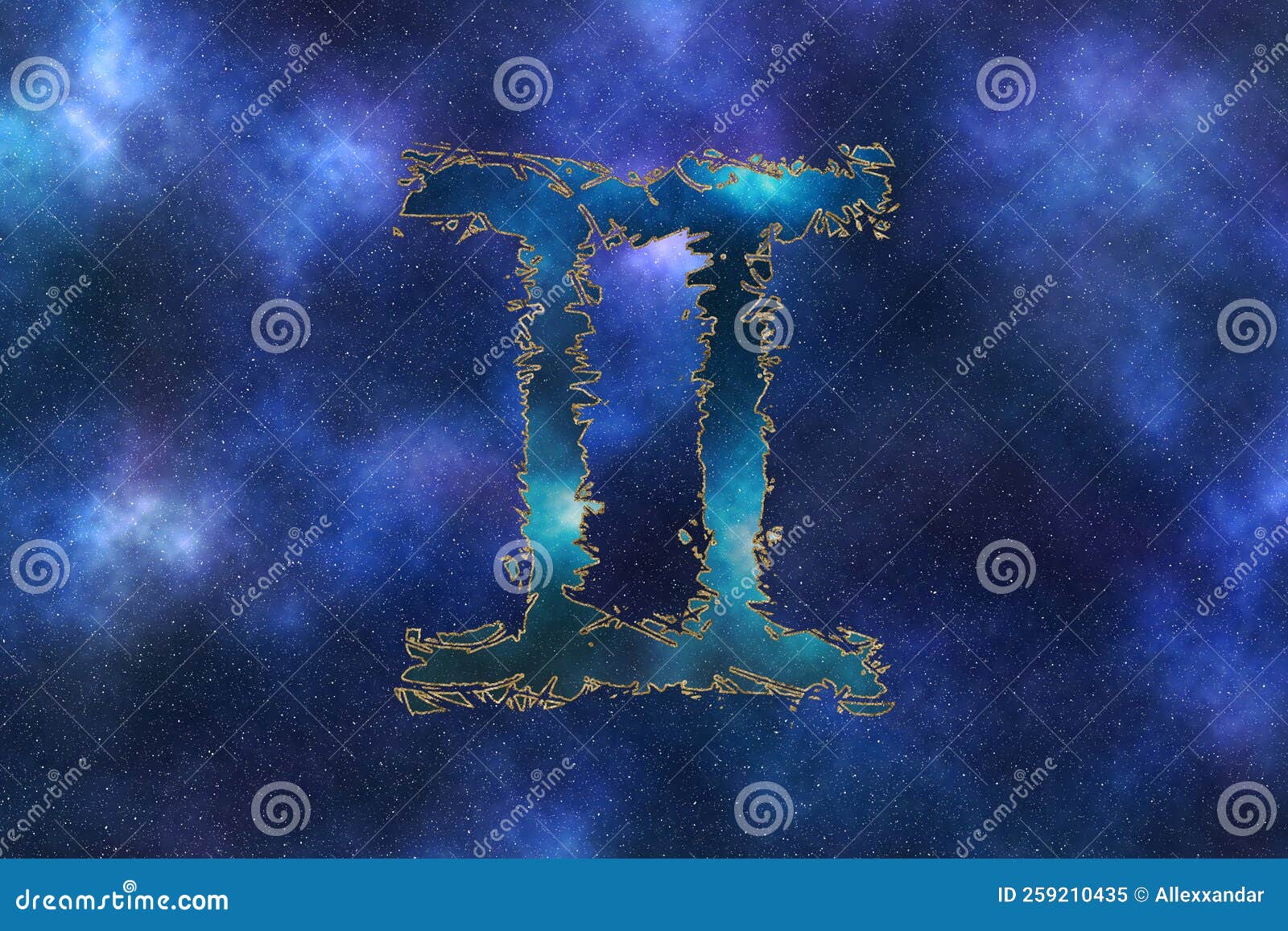 Gemini Zodiac Sign, Night Sky Background Stock Illustration ...