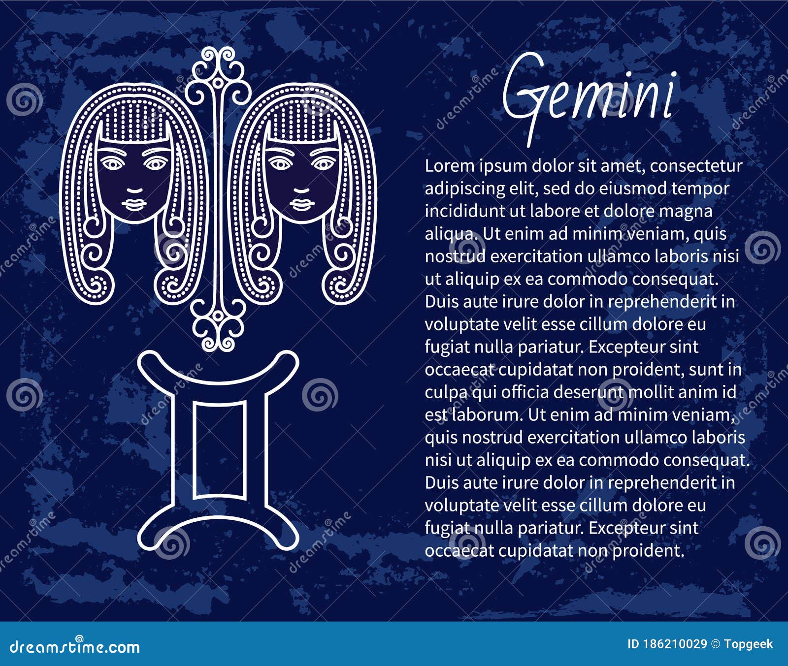 Gemini Zodiac Sign of Twins, Horoscope Astrology Stock Vector