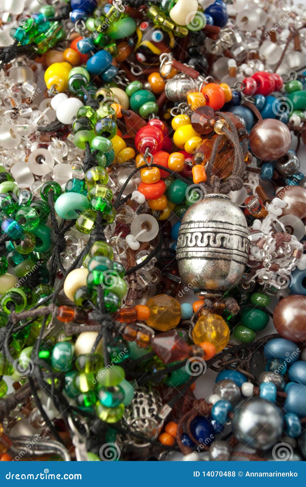 Gemstone. Heap of glass bead accessories. Homemade jewelry