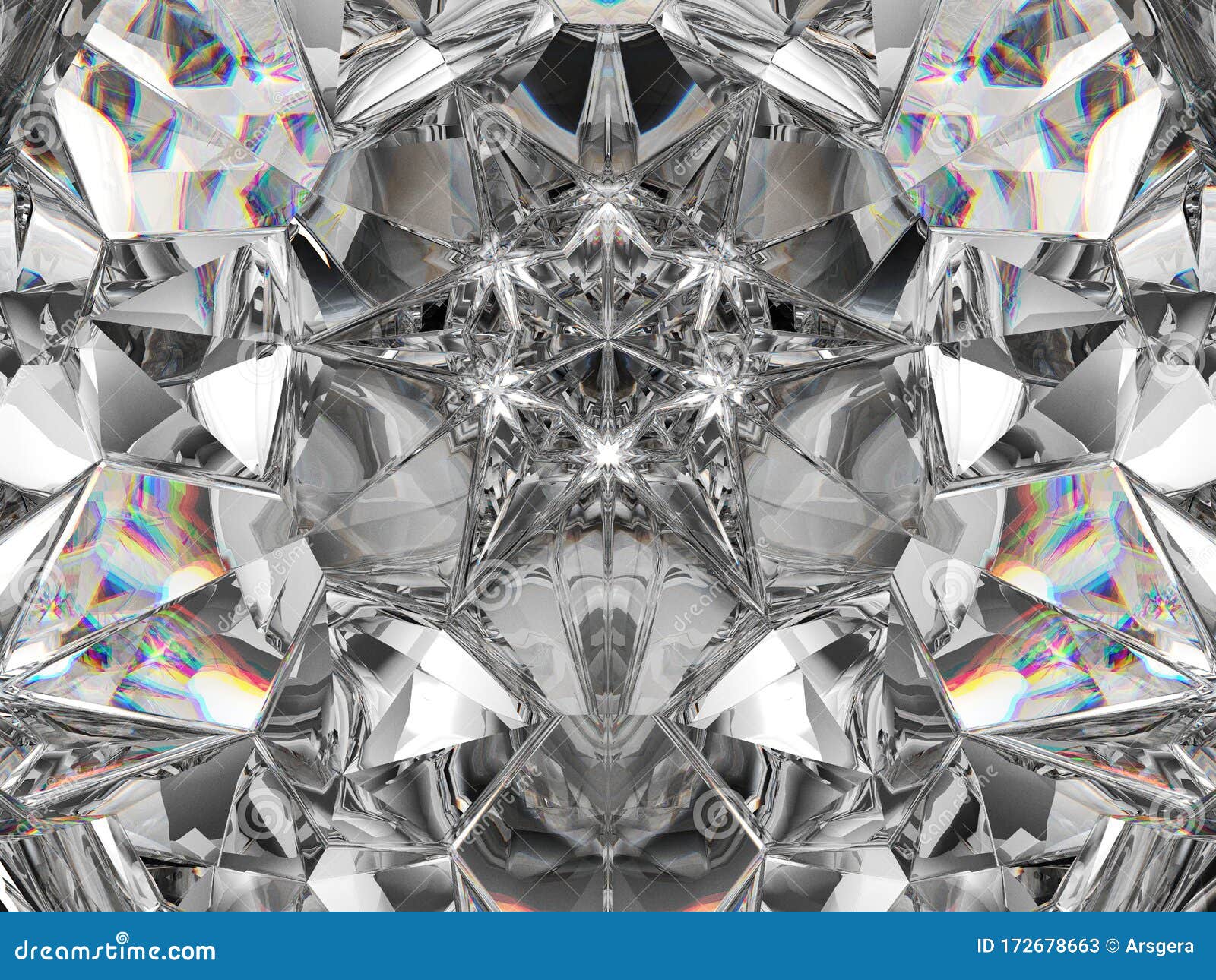 Gemstone or Diamond Texture Closeup and Kaleidoscope Stock Illustration