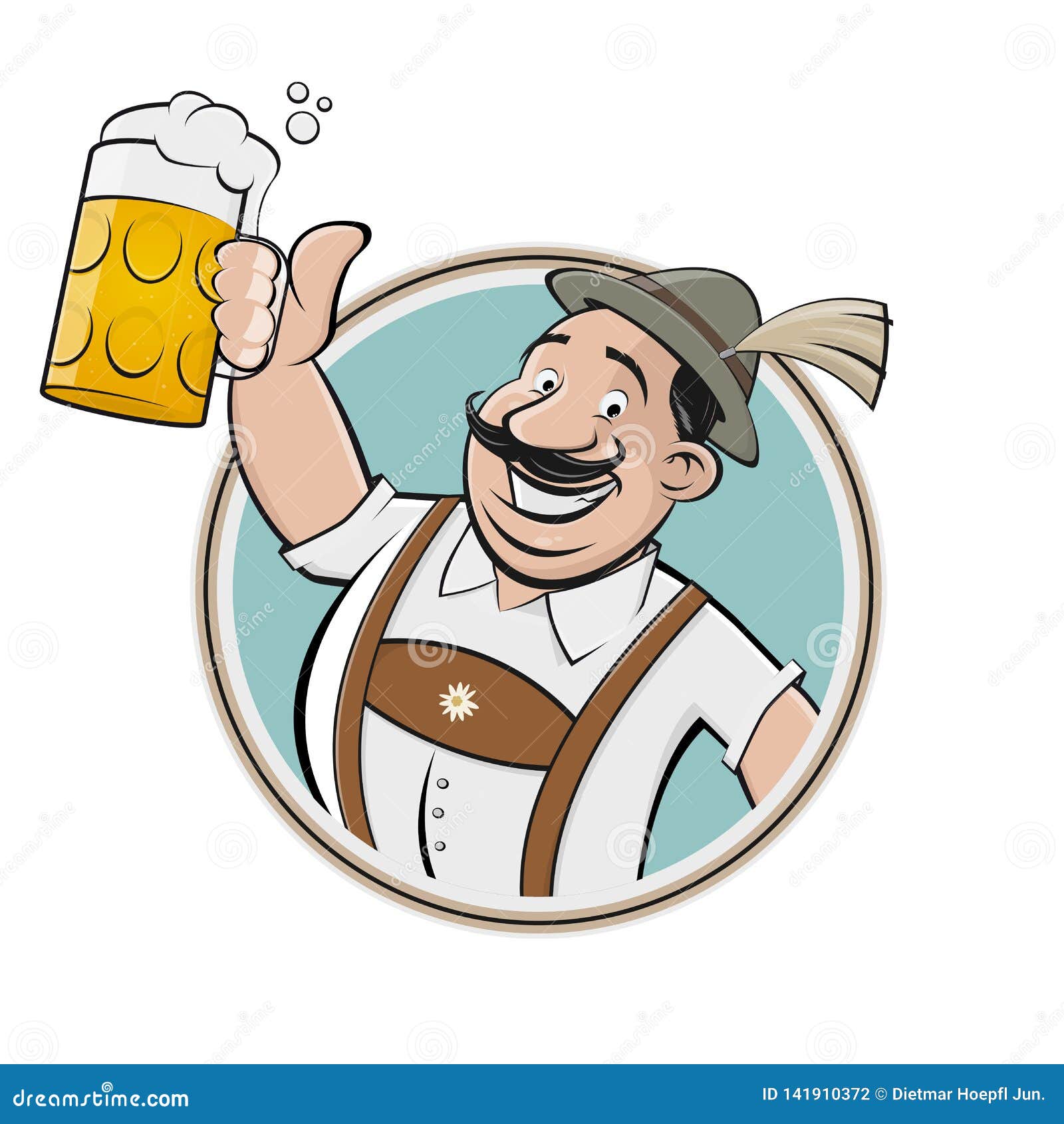 Funny Bavarian Man Drinking Beer Stock Vector Illustration of german