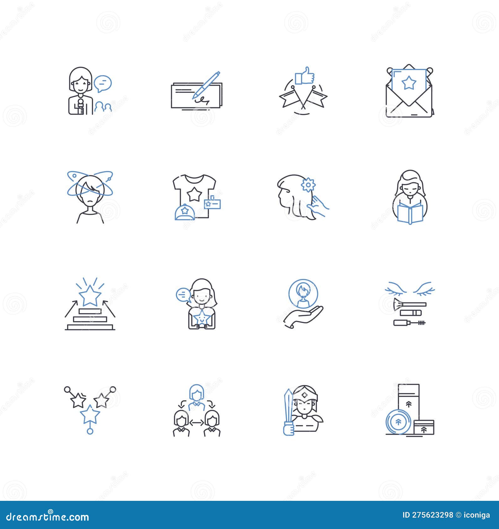 gender discrimination line icons collection. inequality, oppression, bias, prejudice, stereotypes, chauvinism