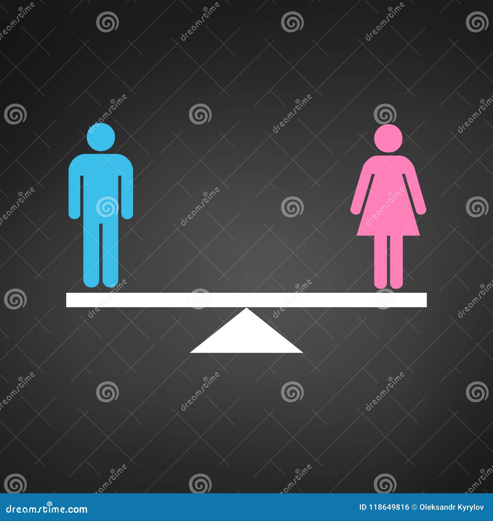 Gender Equality Concept Icon Pink And Blue Gender Icons On Scales