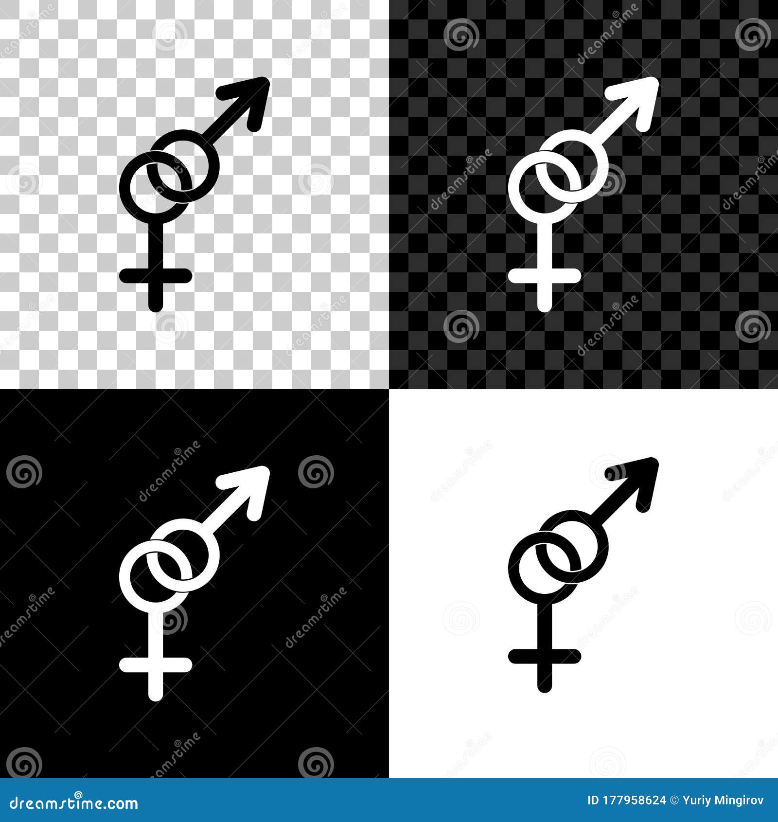 Gender Icon Isolated on Black, White and Transparent Background