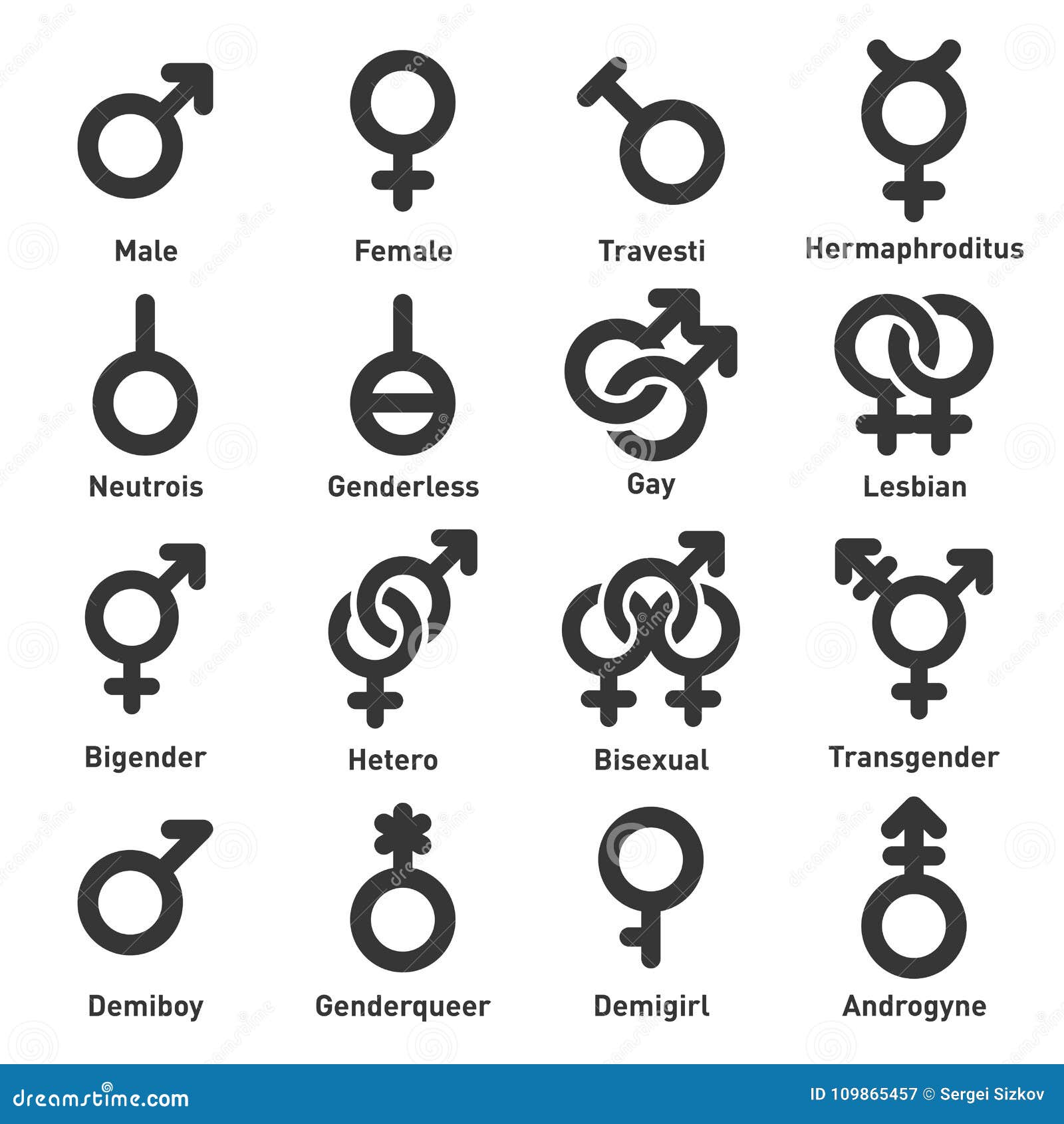 gender icons set on white background. 