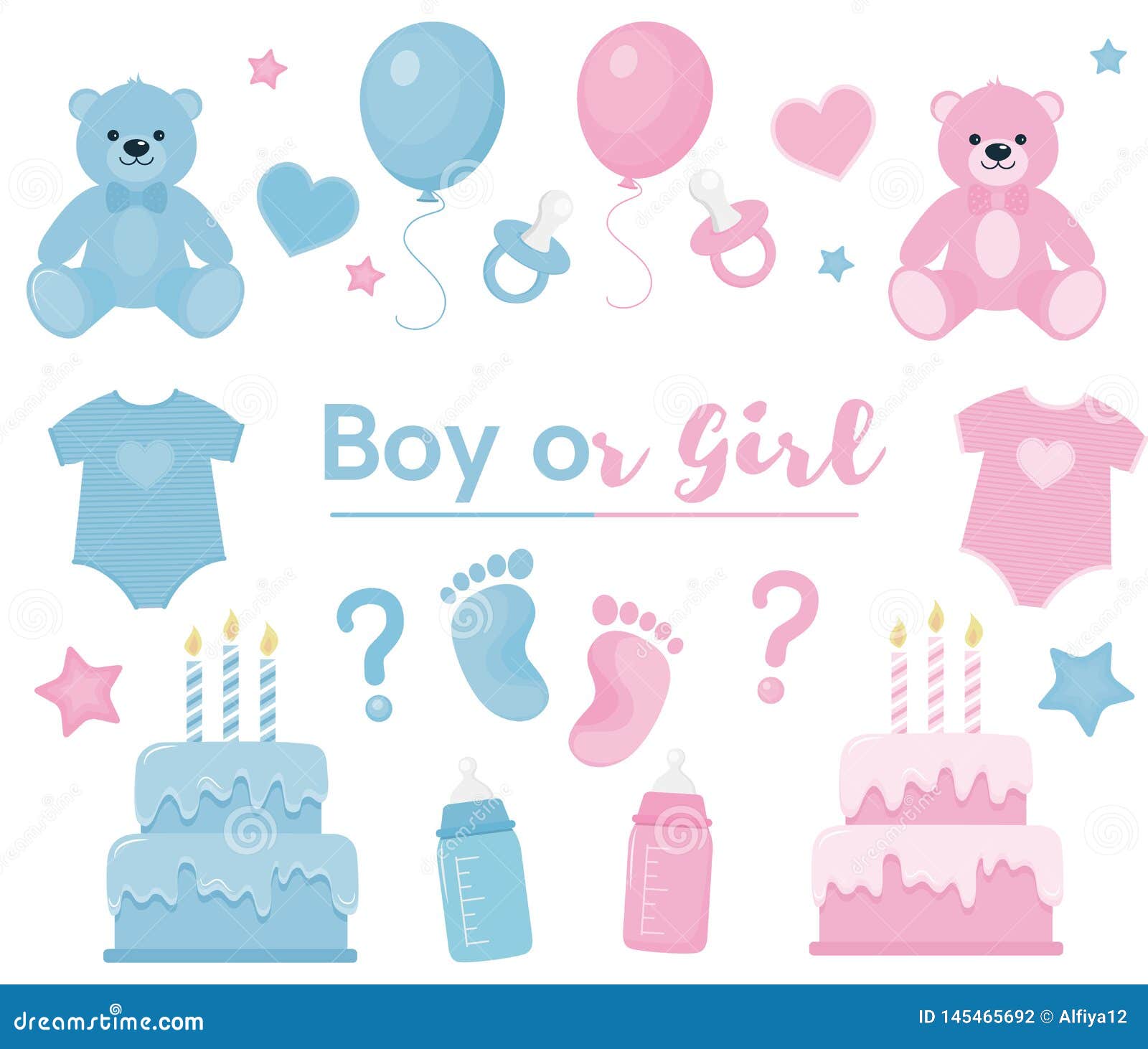 gender reveal clipart. blue and pink colors