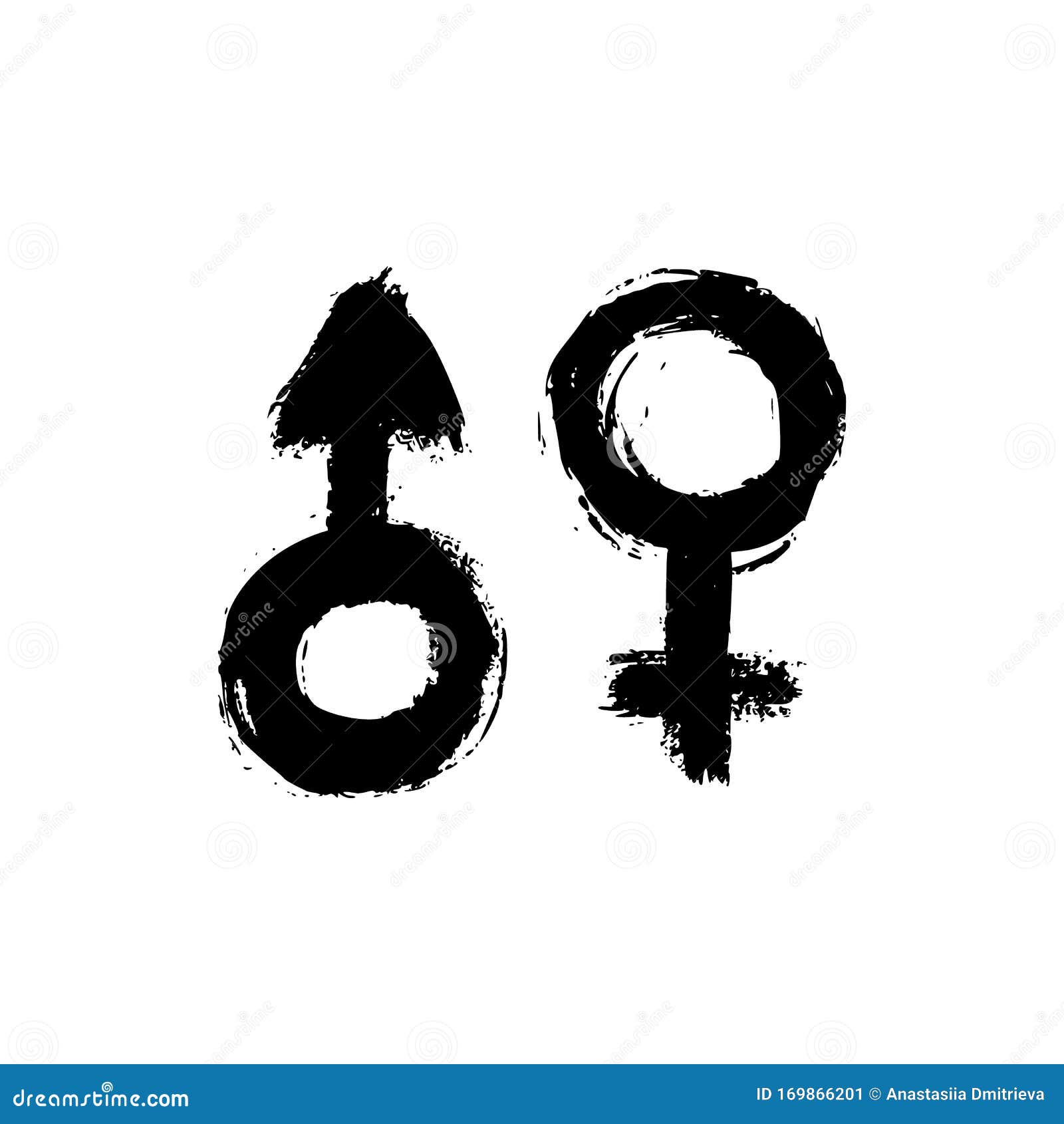 Gender Signs of Ink Brushstrokes. Vector Grunge Symbol of Venus and ...