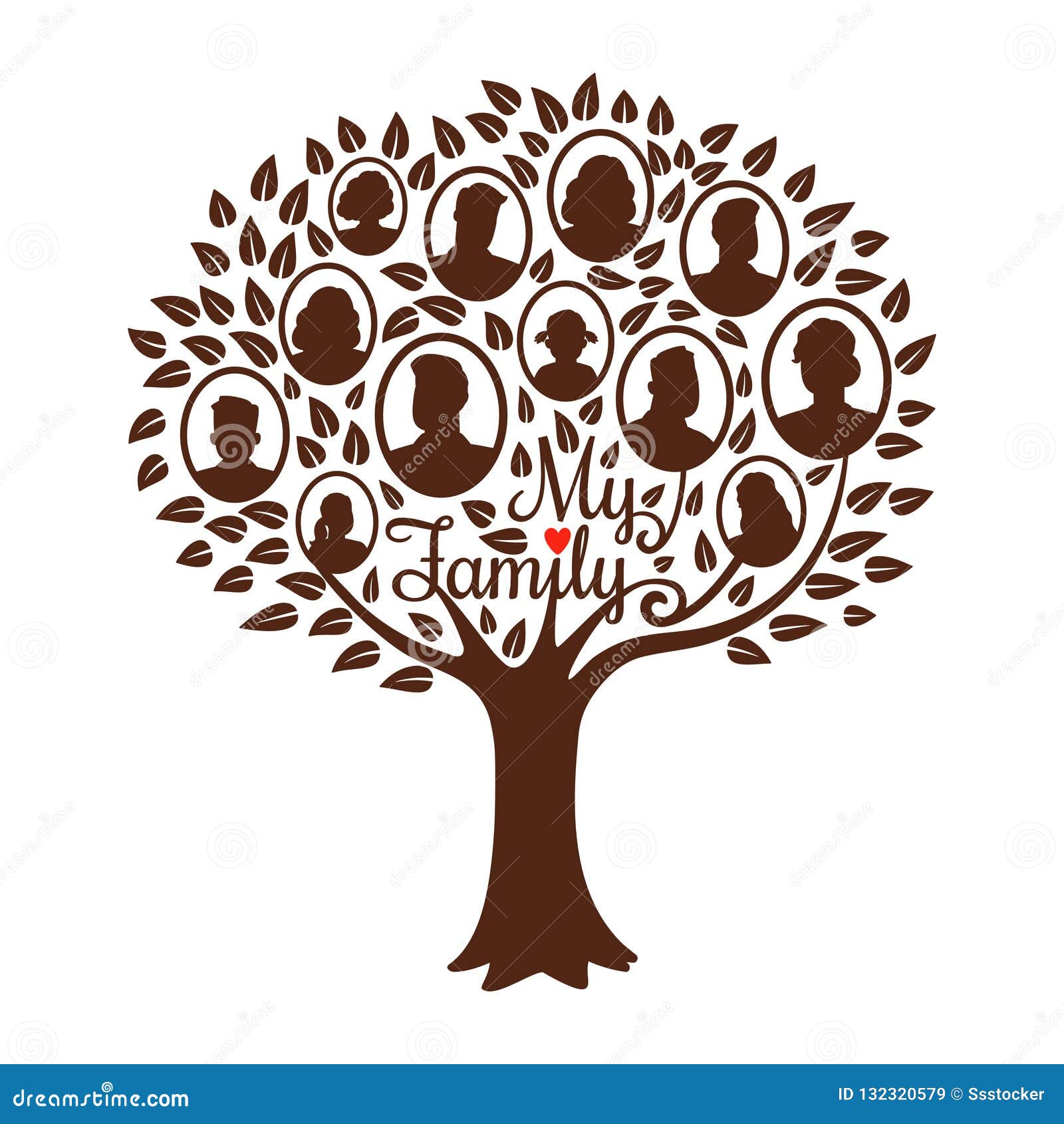 Download Genealogical family tree stock vector. Illustration of leaf - 132320579