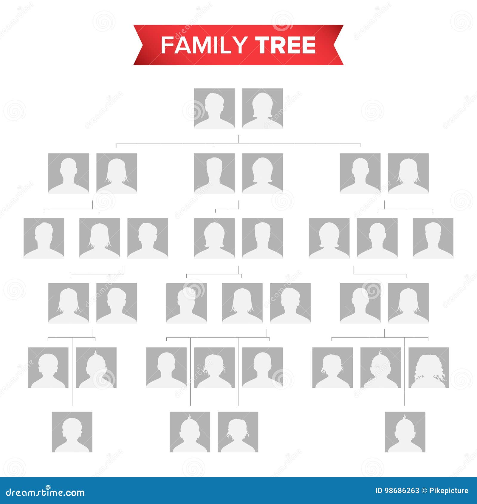 Family tree chart thin line style Royalty Free Vector Image