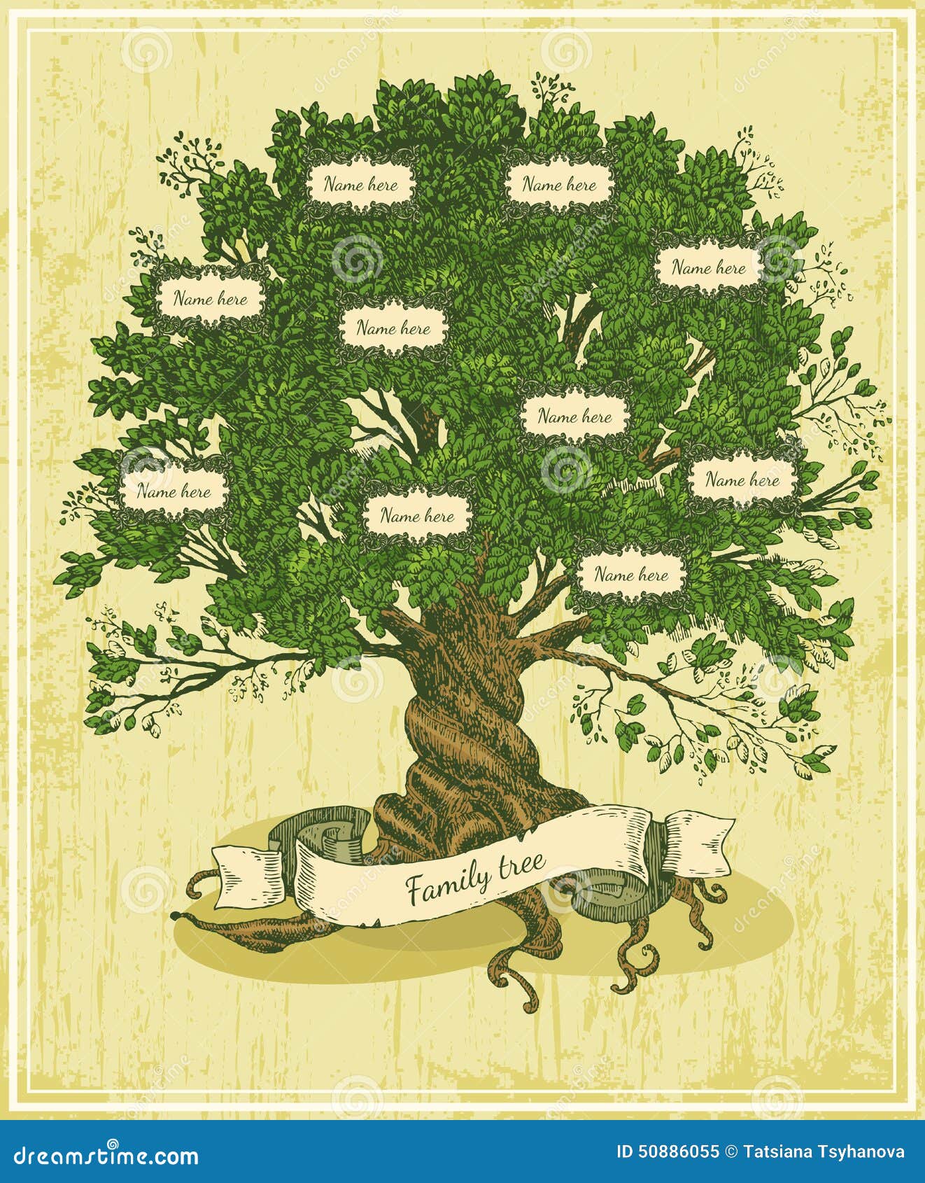 genealogical tree on old paper background.