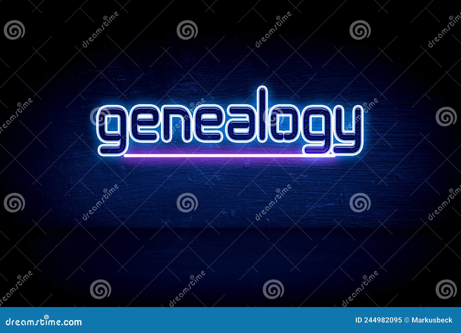 genealogy - blue neon announcement signboard