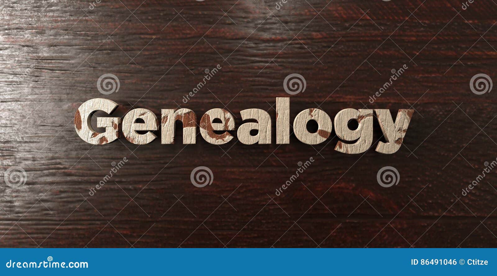 genealogy - grungy wooden headline on maple - 3d rendered royalty free stock image