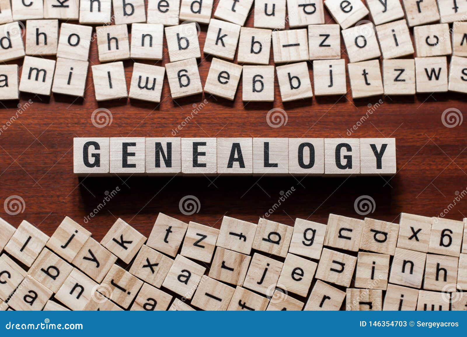 genealogy word concept on cubes