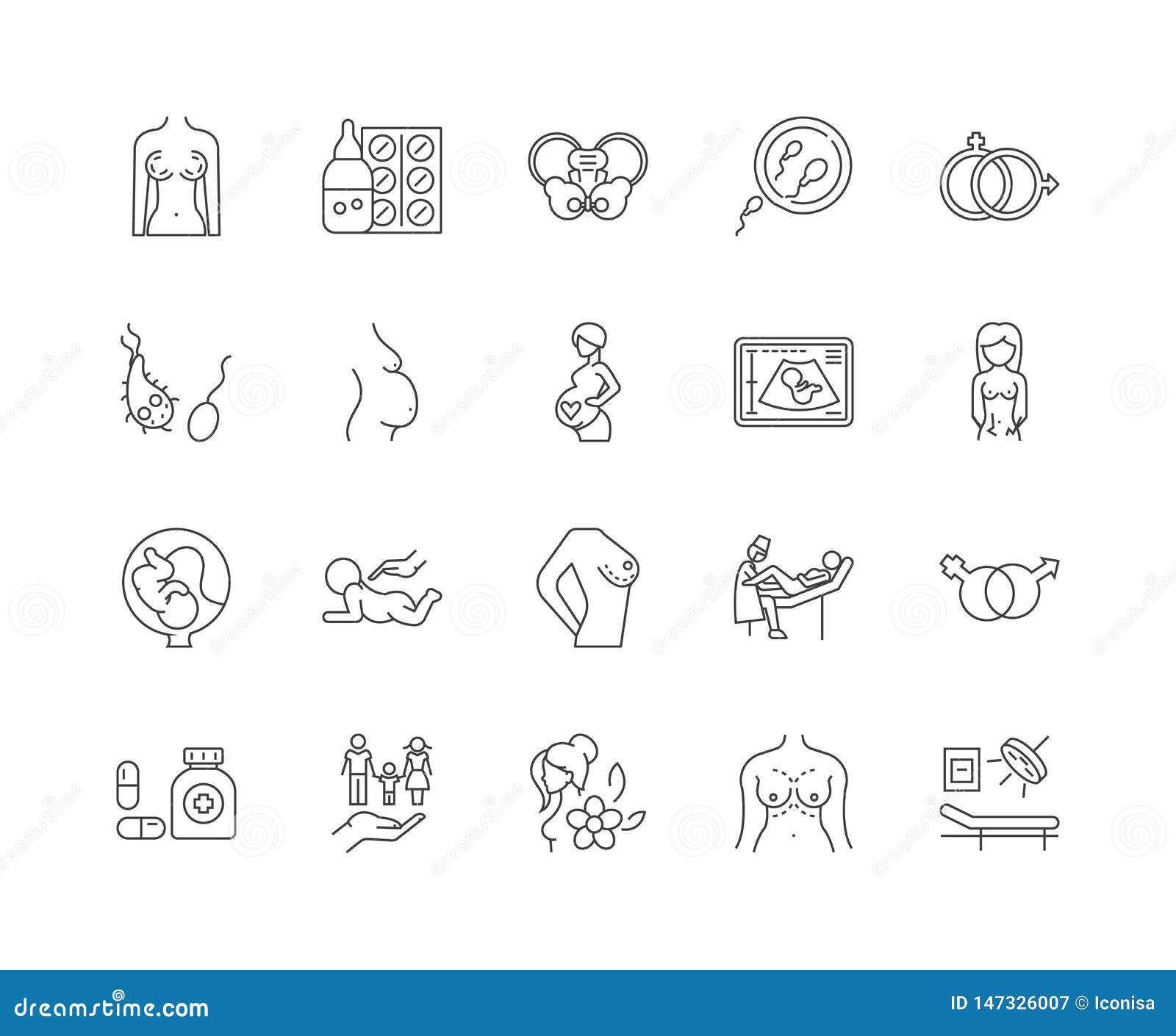 genecology line icons, signs,  set, outline  concept