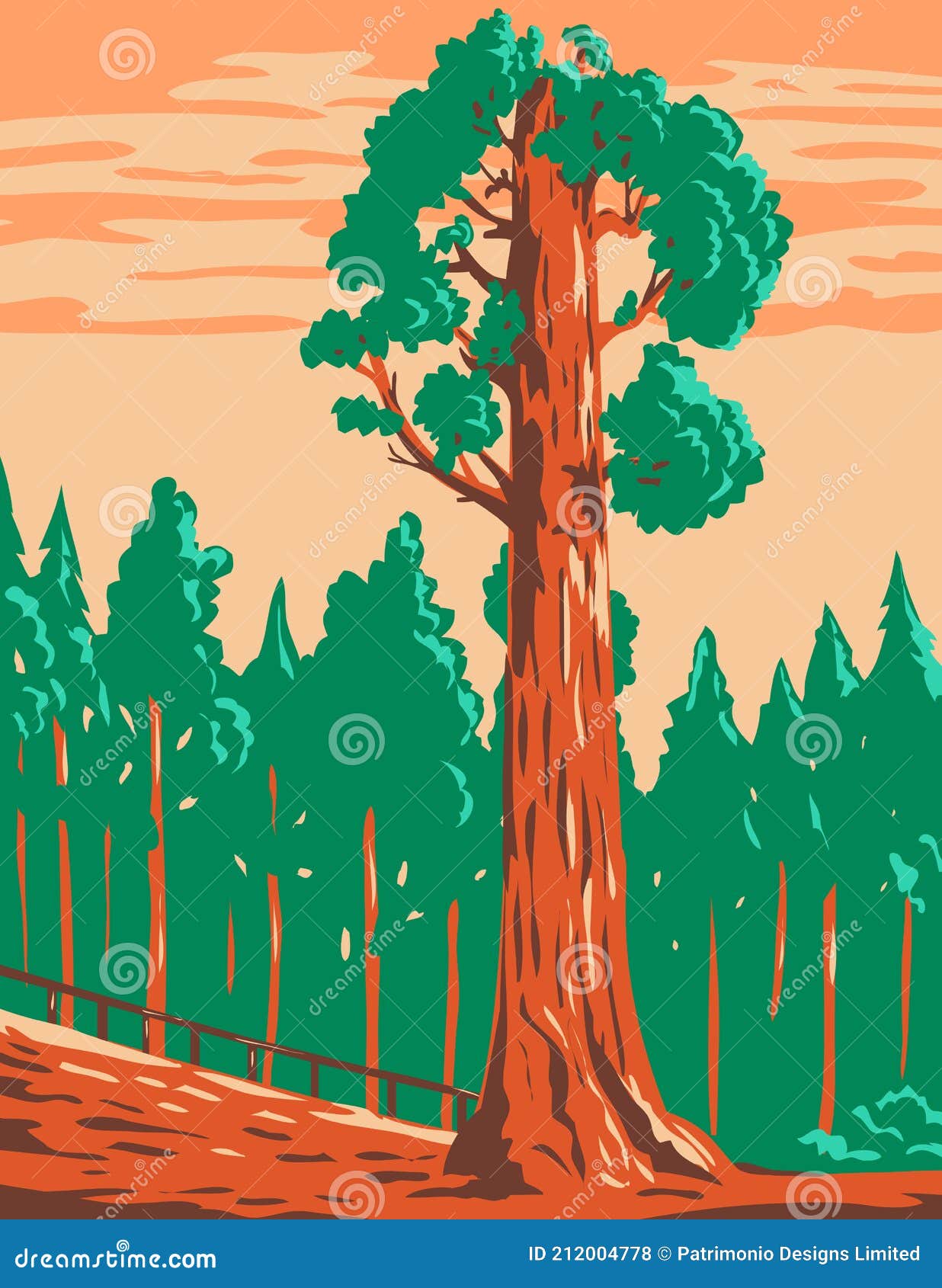 the general grant tree a giant sequoia sequoiadendron giganteum in kings canyon national park california wpa poster art