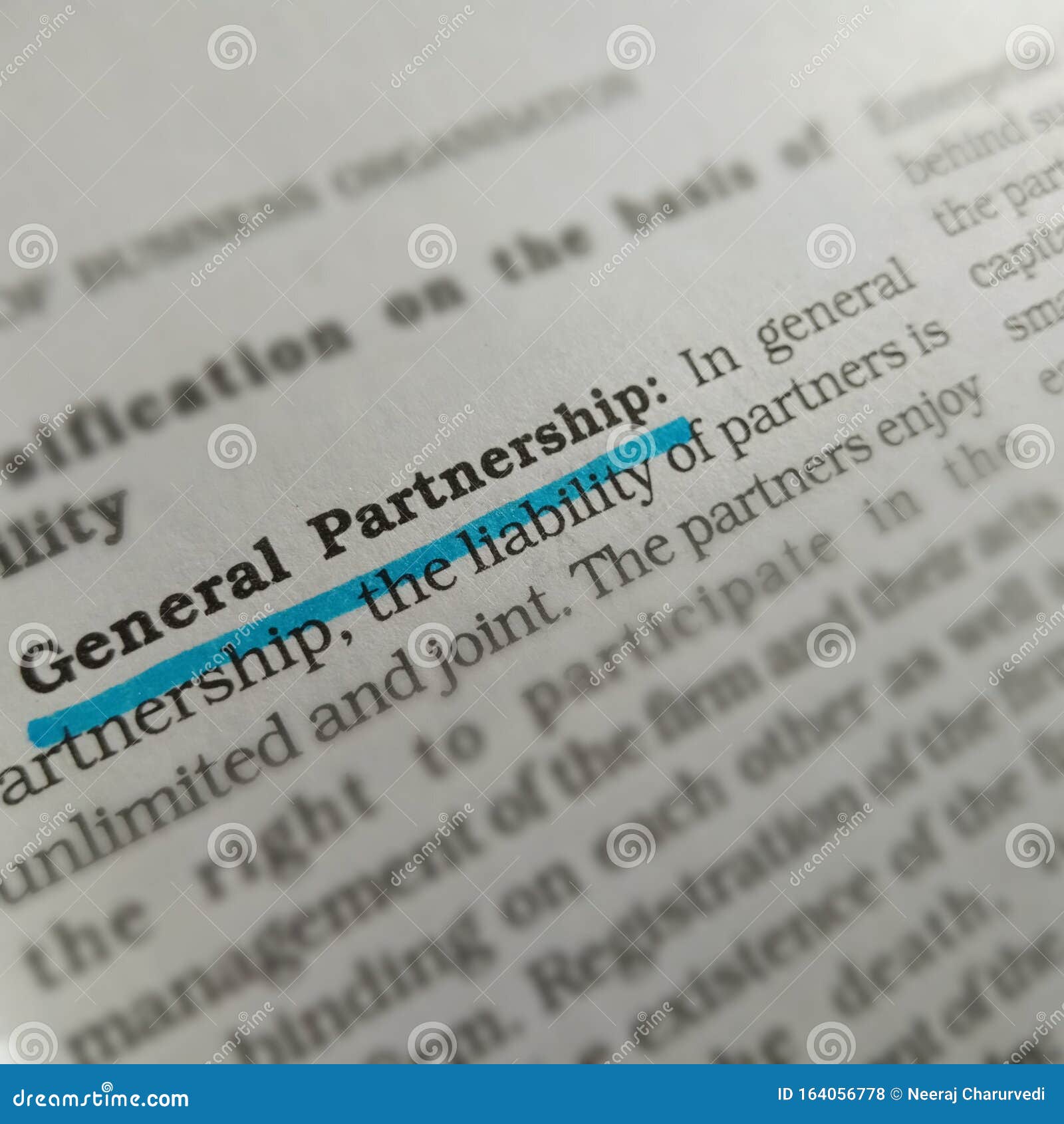 general partnership business related terminology displayed on underlined text form