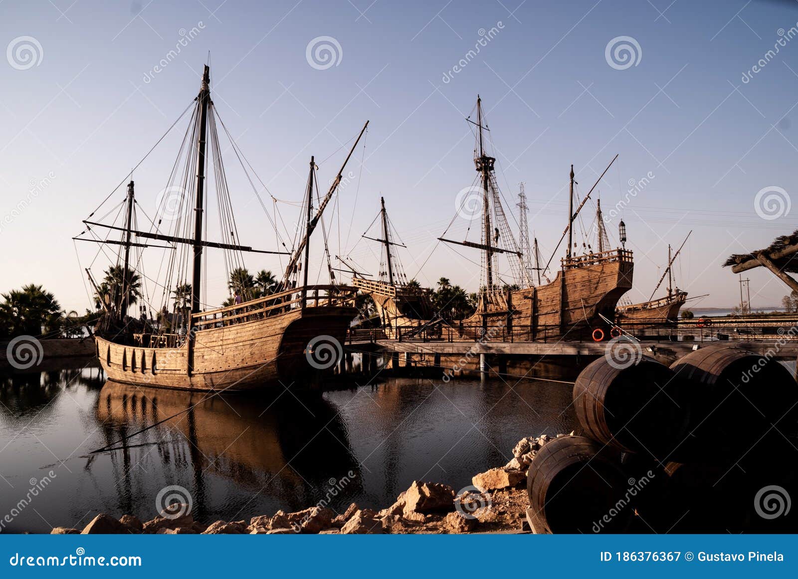 general shot, of old caravels