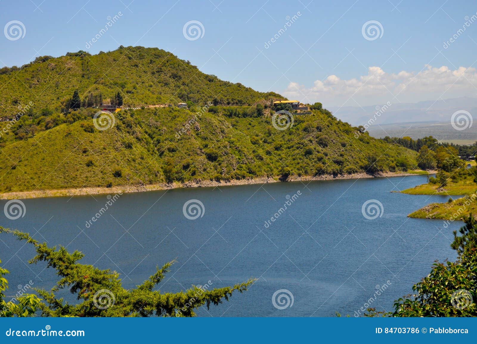 general view of the lake embalse dique los molinos in cordoba