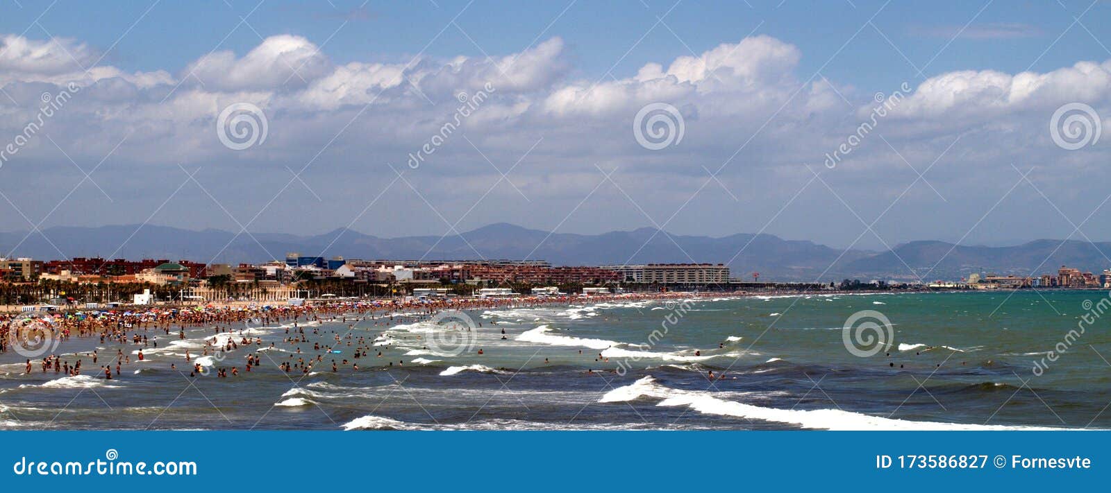 general view of the malvarrosa beach, valencia. spain