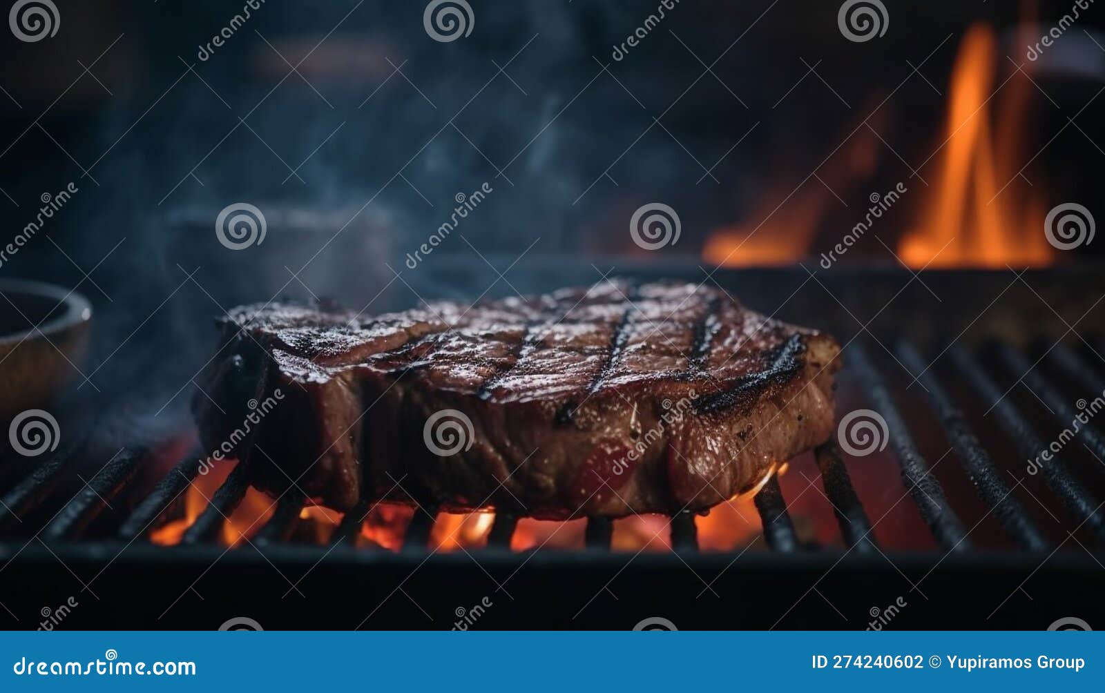 Char Grilled Steak, Glowing Flames, Ready To Eat Generated by AI Stock ...