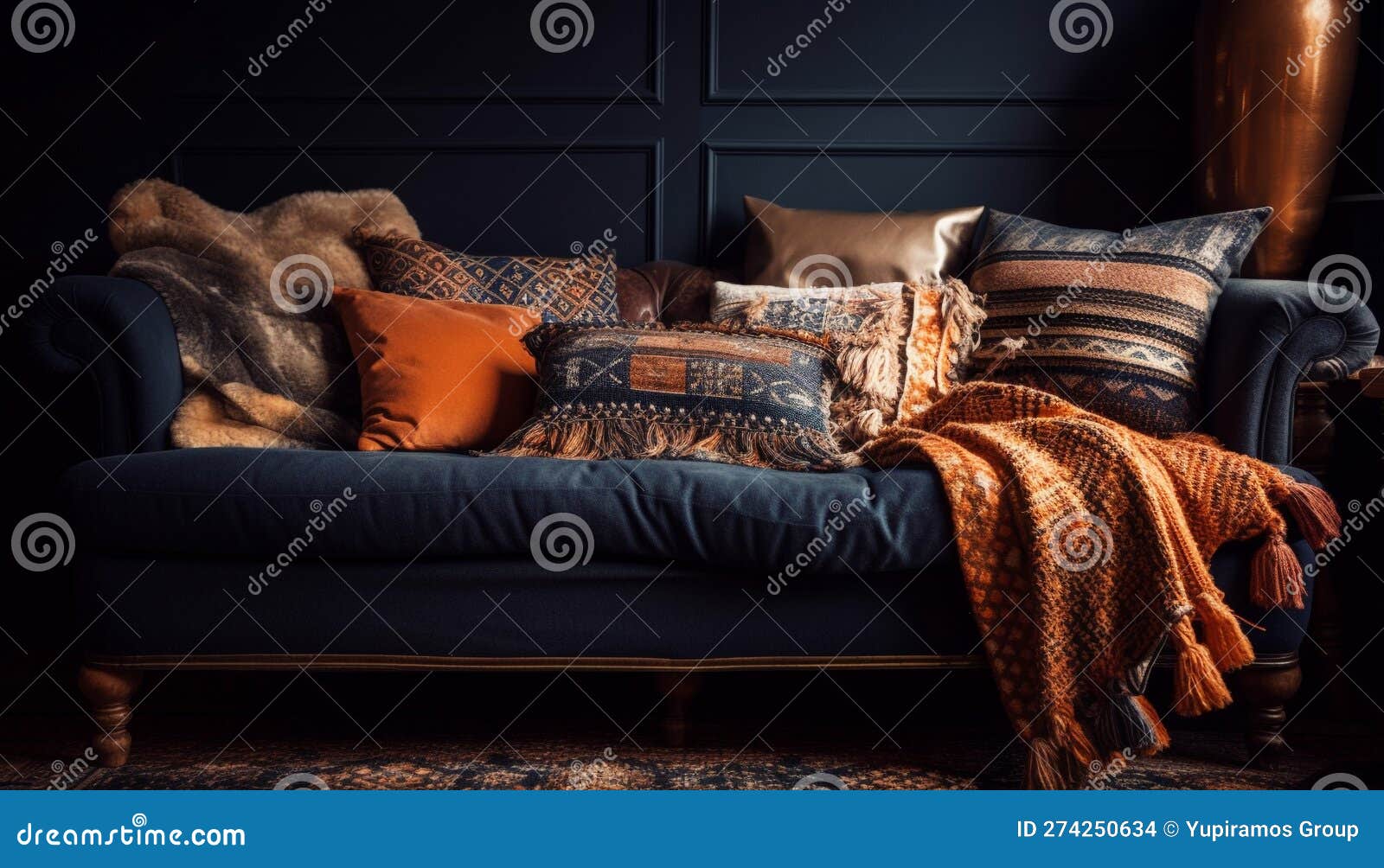 Elegant Modern Room, with Cozy Sofa Design Generated by AI Stock Illustration Illustration of