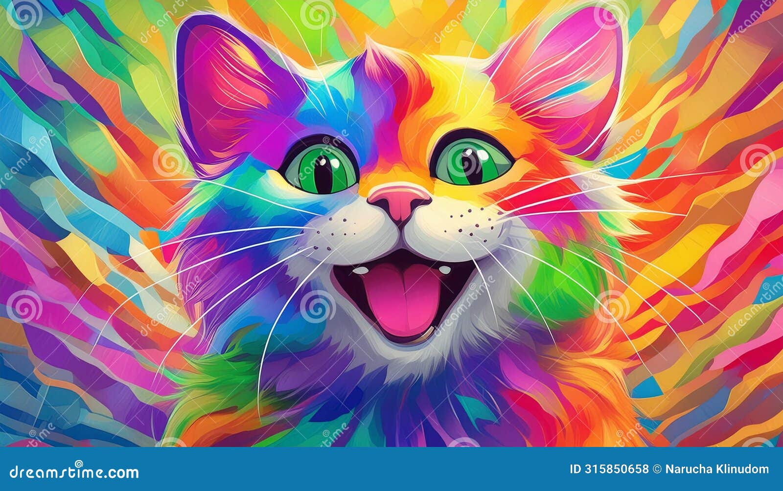 the colorful funny cat background