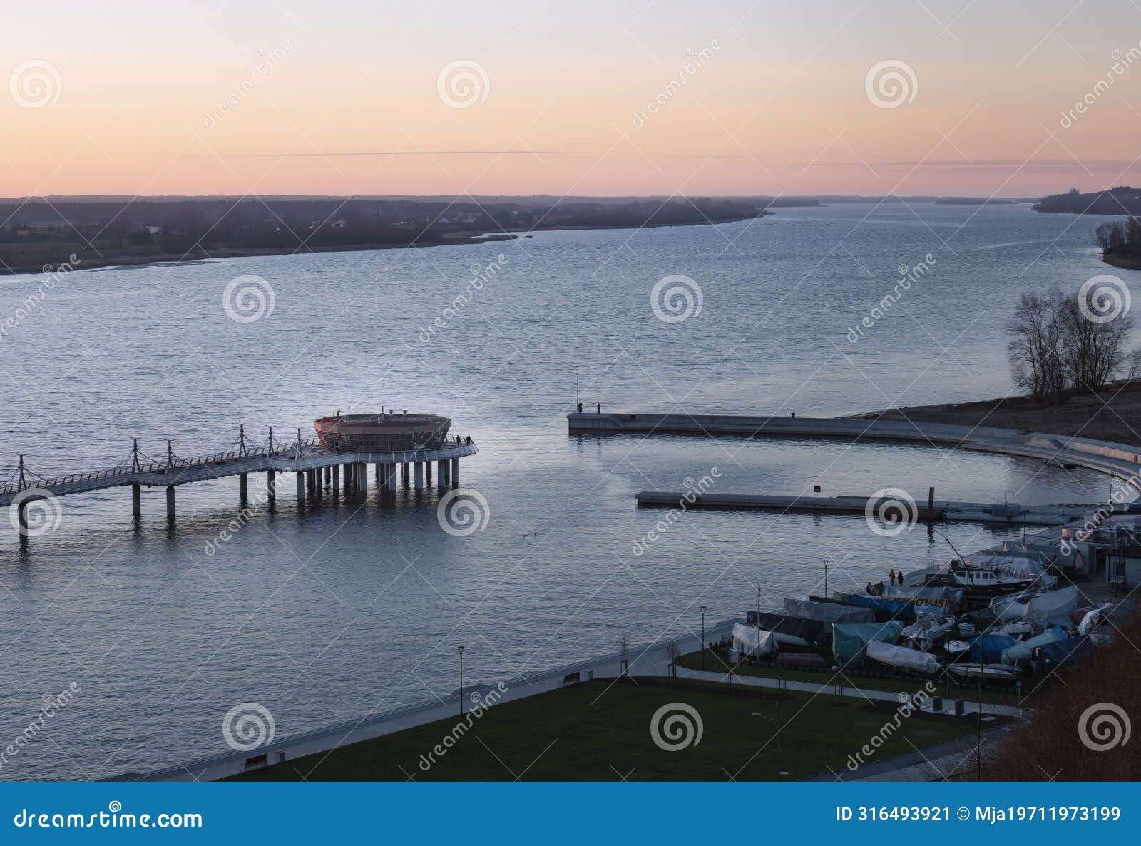 walking pier in plock on vistula river
