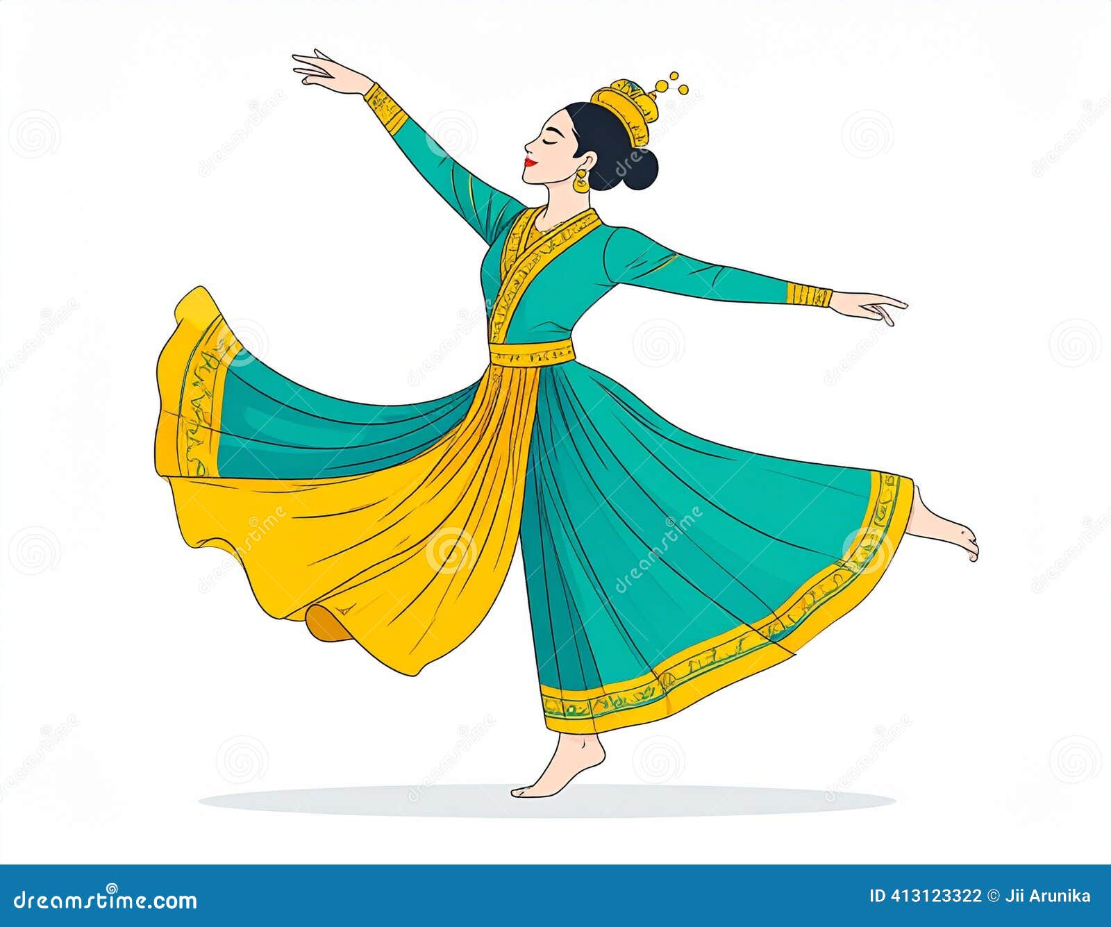 Elegant Indian Dancer Illustration Stock Illustration - Illustration of  event, woman: 413123322, image size:1600x1335