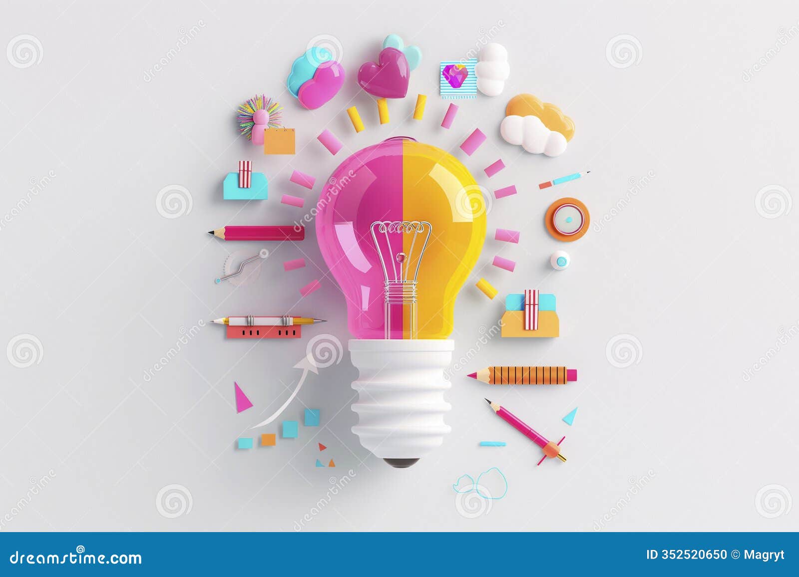 creative representation of a light bulb with colorful s izing innovation and ideas.