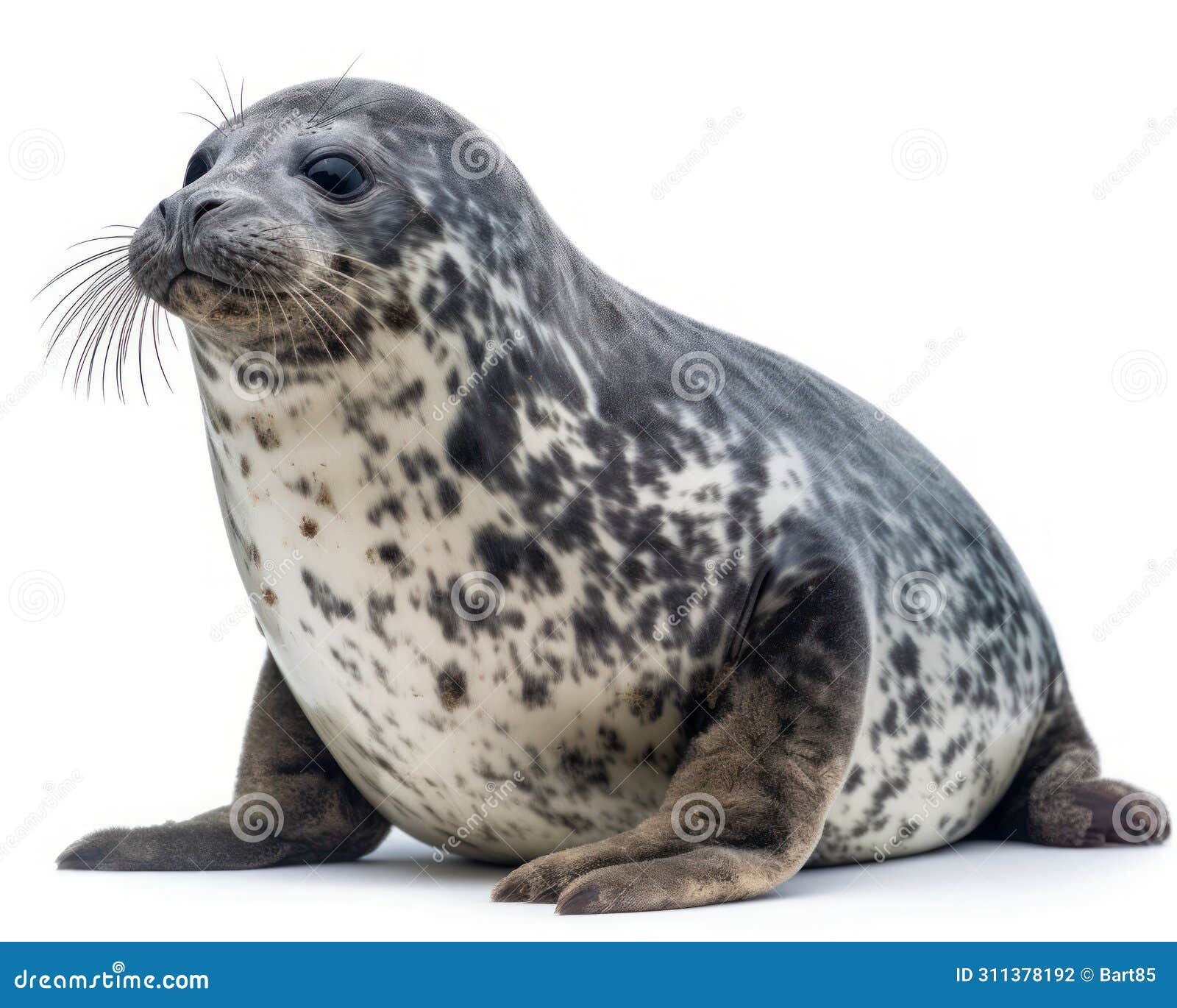 photo of hooded seal  on white background. generative ai