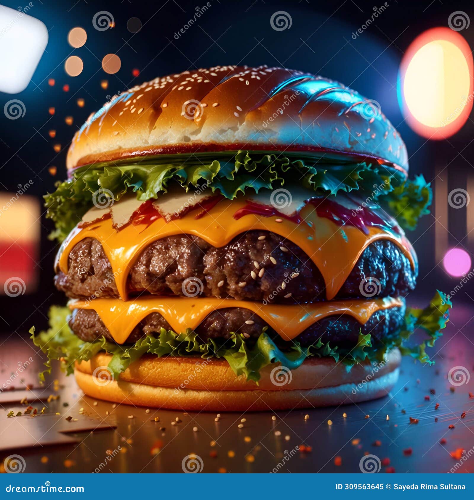 delicious juicy hamburger ai generated