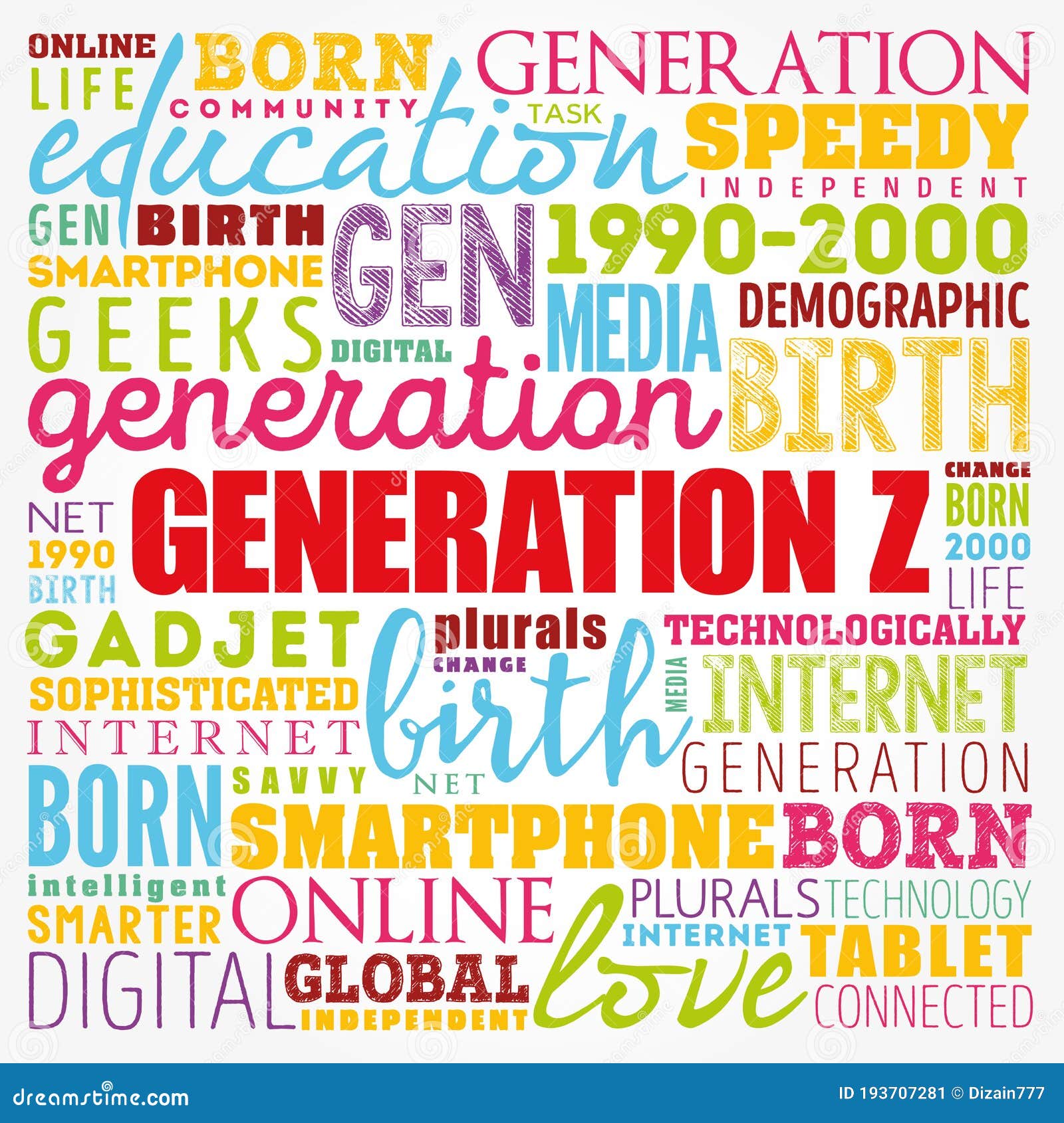 Generation Z Word Cloud Collage, Concept Background Stock Illustration