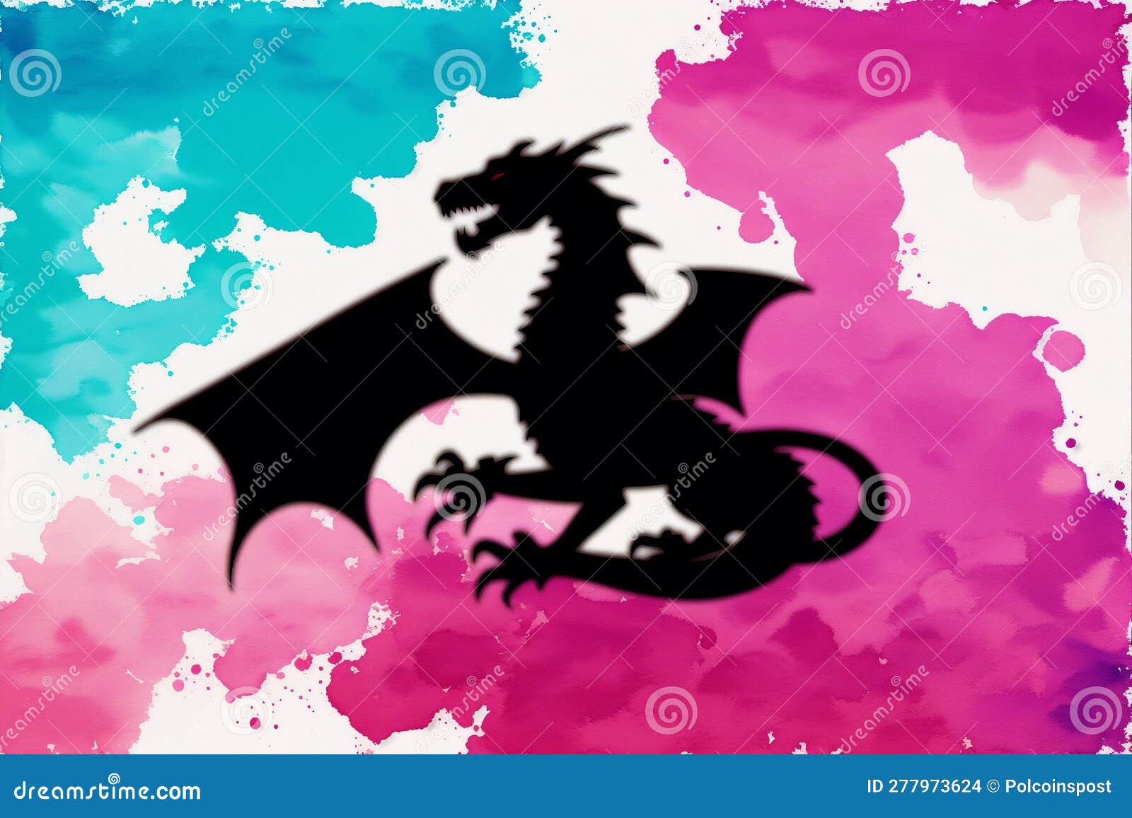 a beautiful poster with a dragon. watercolor painting of the gragon. generative ai