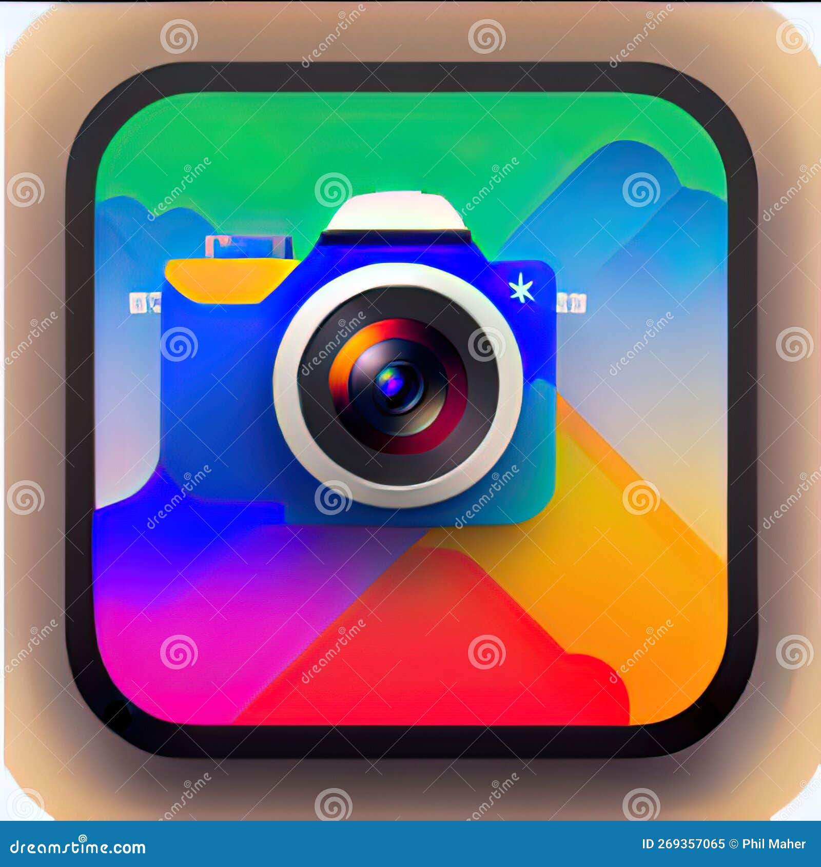 Camera Software App Style Icon. Generative AI. Stock Illustration