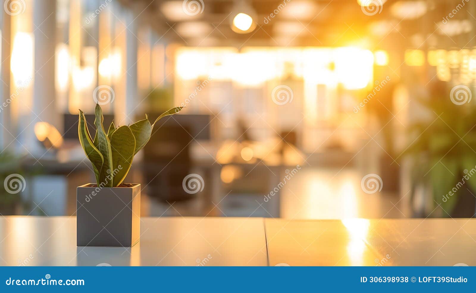 generative ai beautiful defocused office background - office interior panoramic background. business concept.