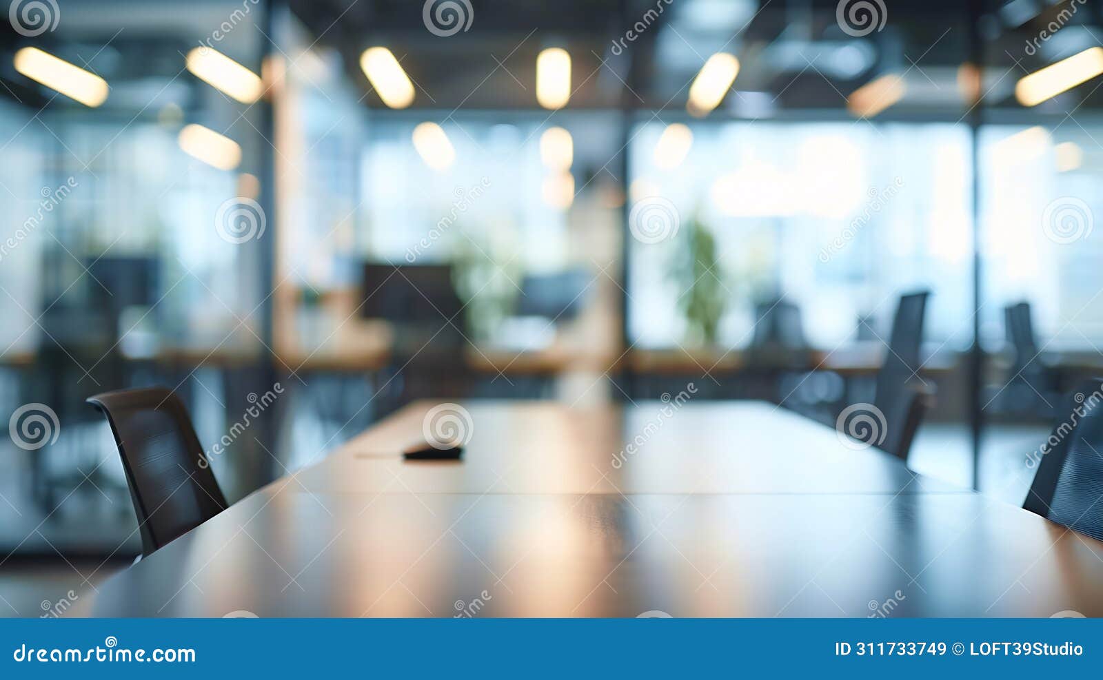 generative ai beautiful defocused office background  office interior panoramic background business concept.